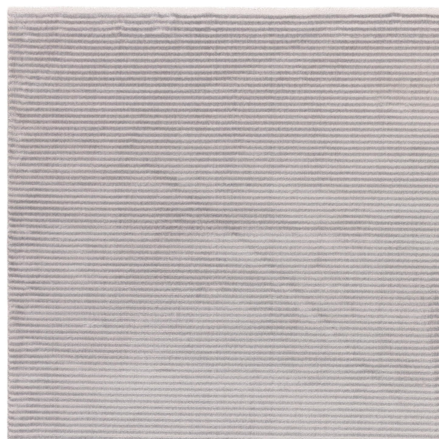Kuza Plain Stripe Soft Silky Velvety Modern Rug in Silver Grey