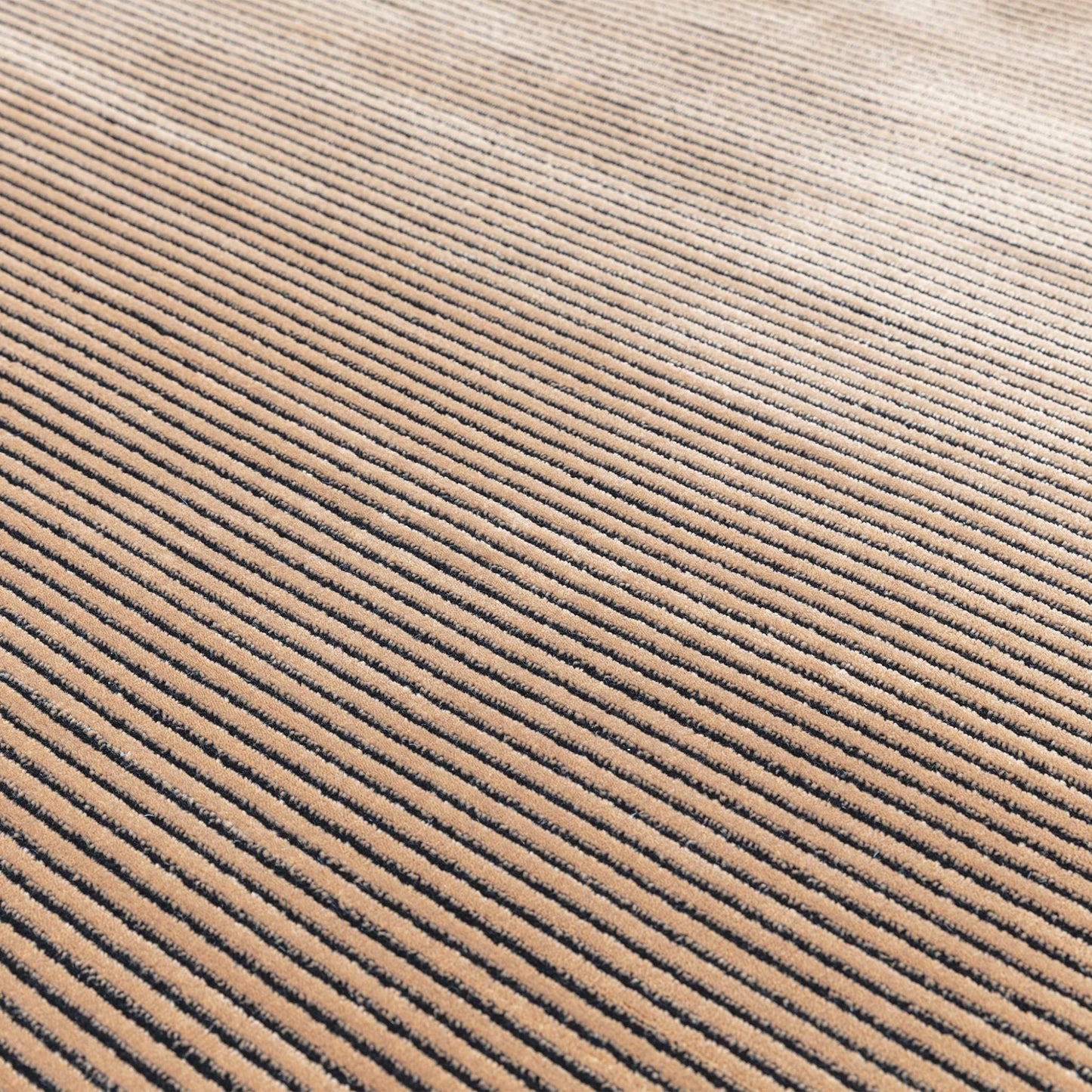 Kuza Plain Stripe Soft Silky Velvety Modern Rug in Terracotta