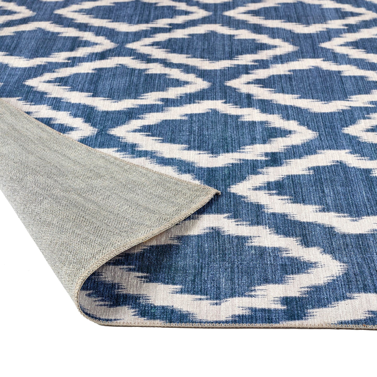 Origins Washable Como Diamond Soft Chenille Bohomian Rug in Blue