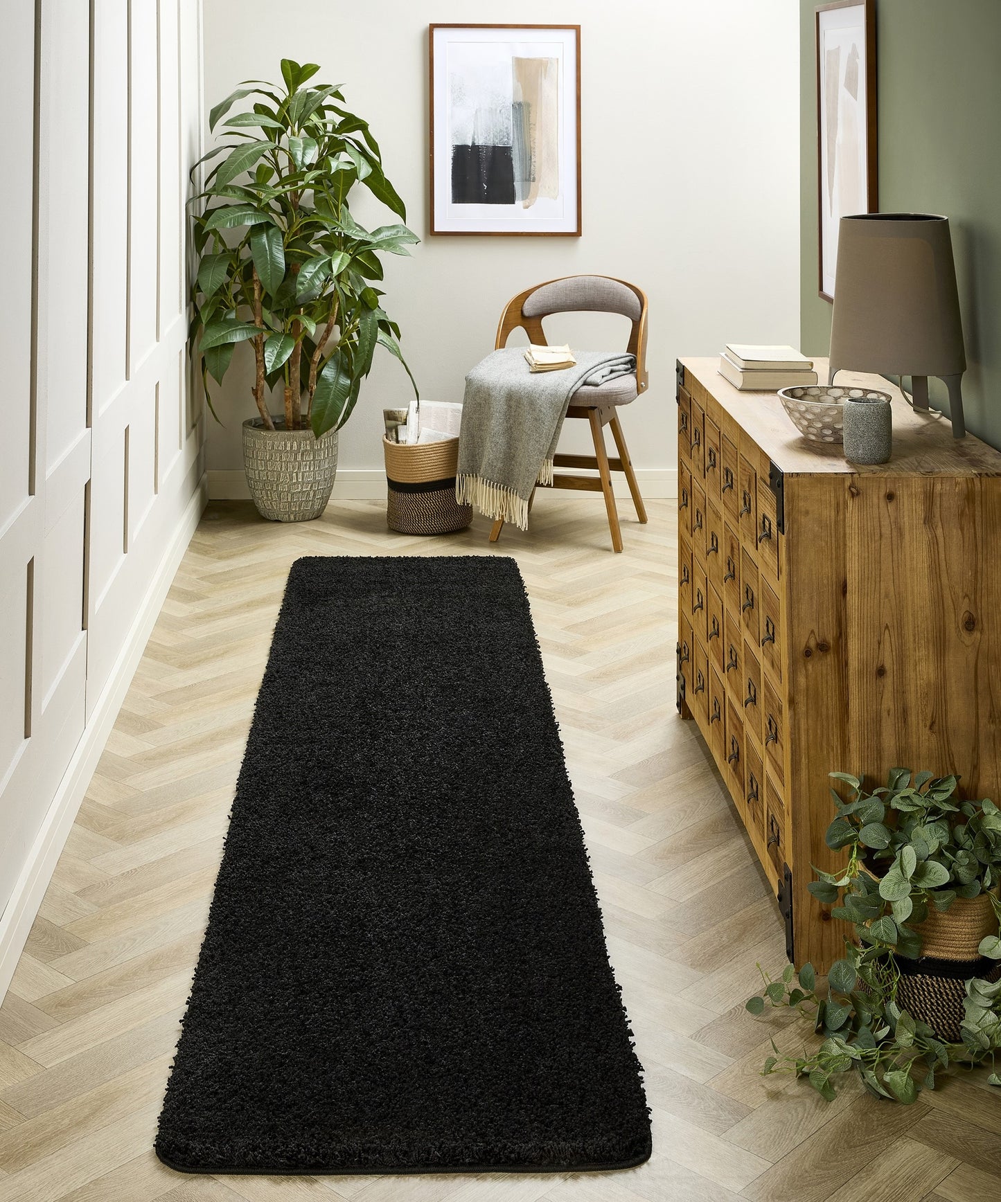 My Washable Shaggy Non-Slip Rug in Black