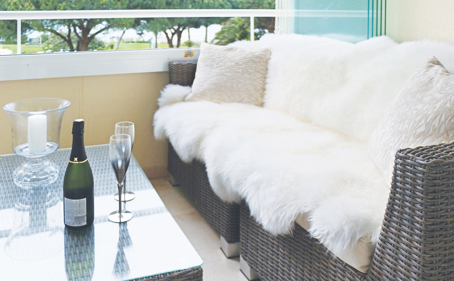 Genuine Sheepskin Animal Fur Soft Wool Shaggy Natural Cream Rug