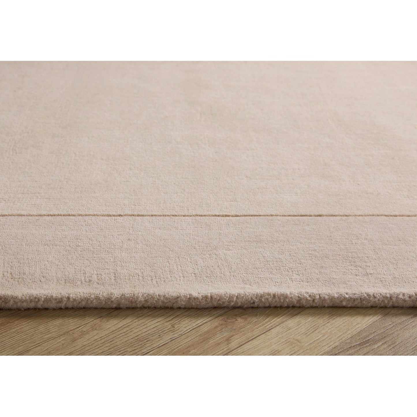 Origins Borders Hand Loom Woven Wool Bordered Rug Hallway in Natural Beige