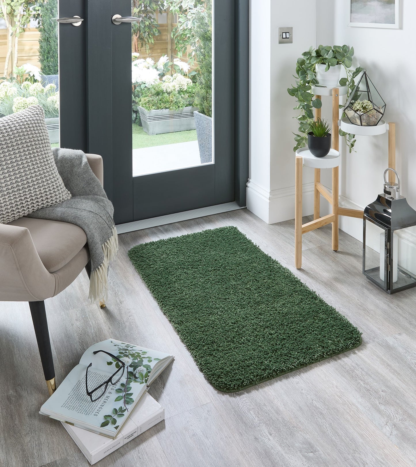 My Washable Shaggy Non-slip Rug in Forest Green