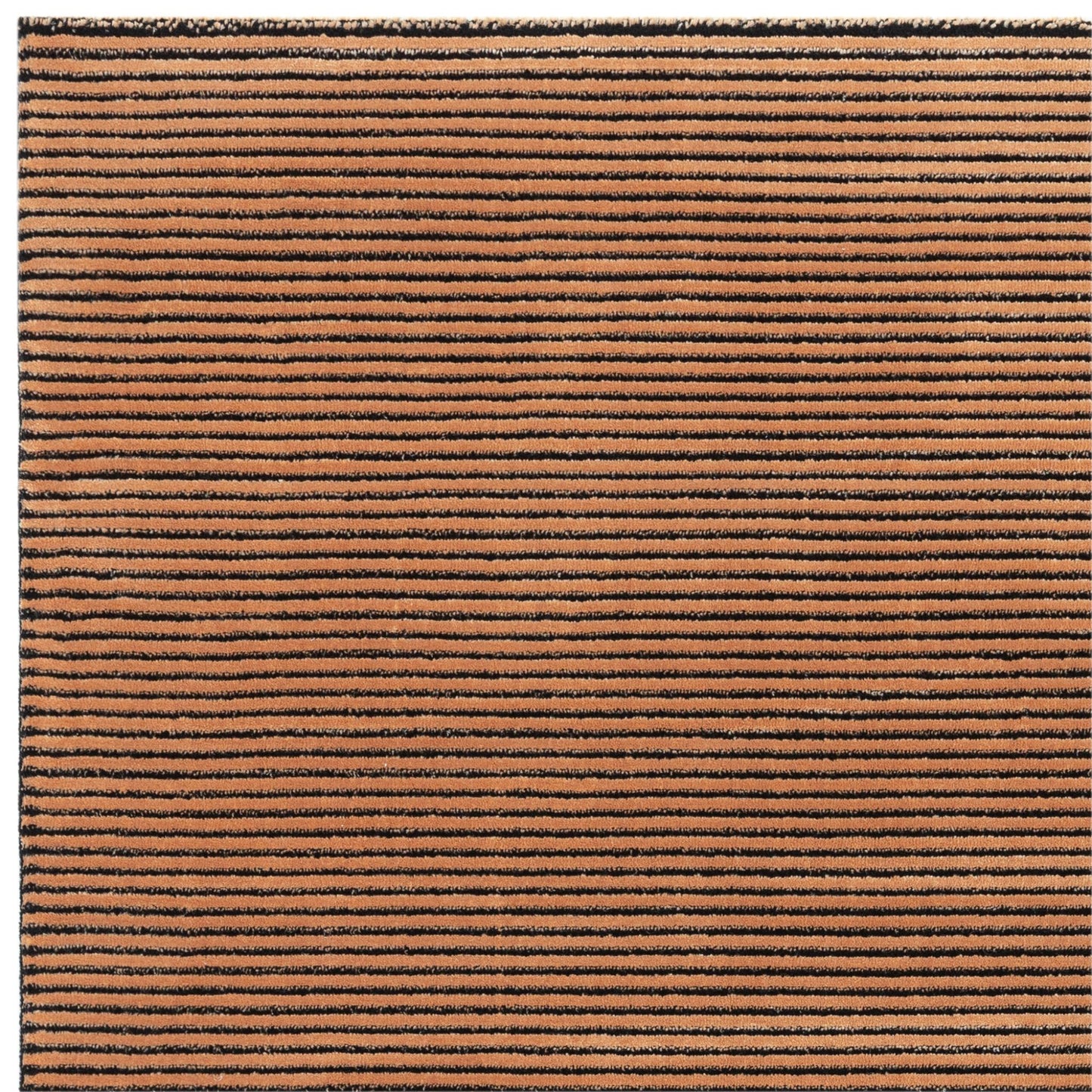 Kuza Plain Stripe Soft Silky Velvety Modern Rug in Terracotta