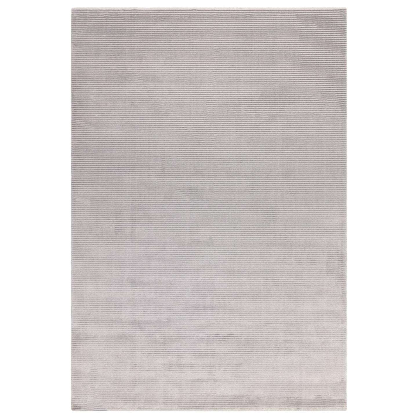 Kuza Plain Stripe Soft Silky Velvety Modern Rug in Silver Grey