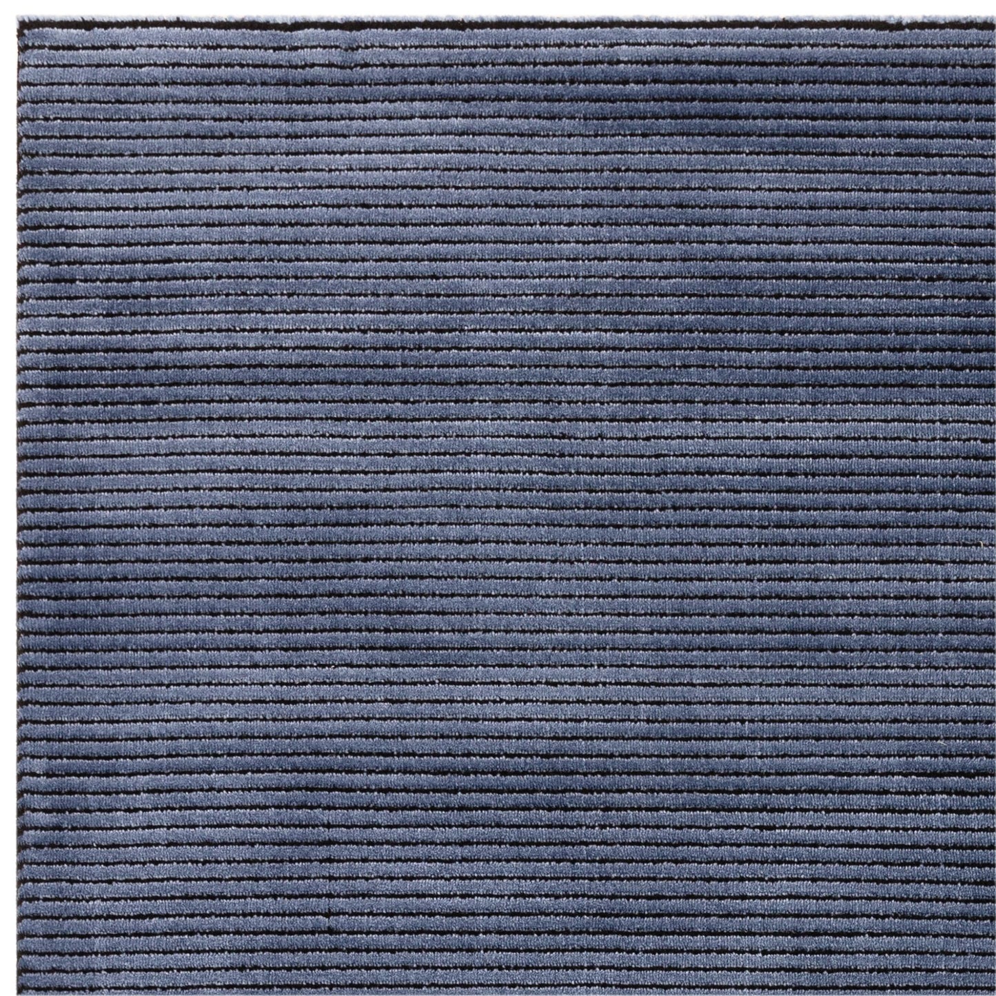 Kuza Plain Stripe Soft Silky Velvety Modern Rug in Navy Blue