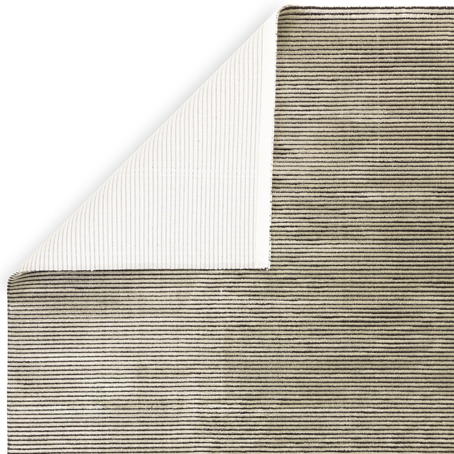 Kuza Plain Stripe Soft Silky Velvety Modern Rug in Khaki