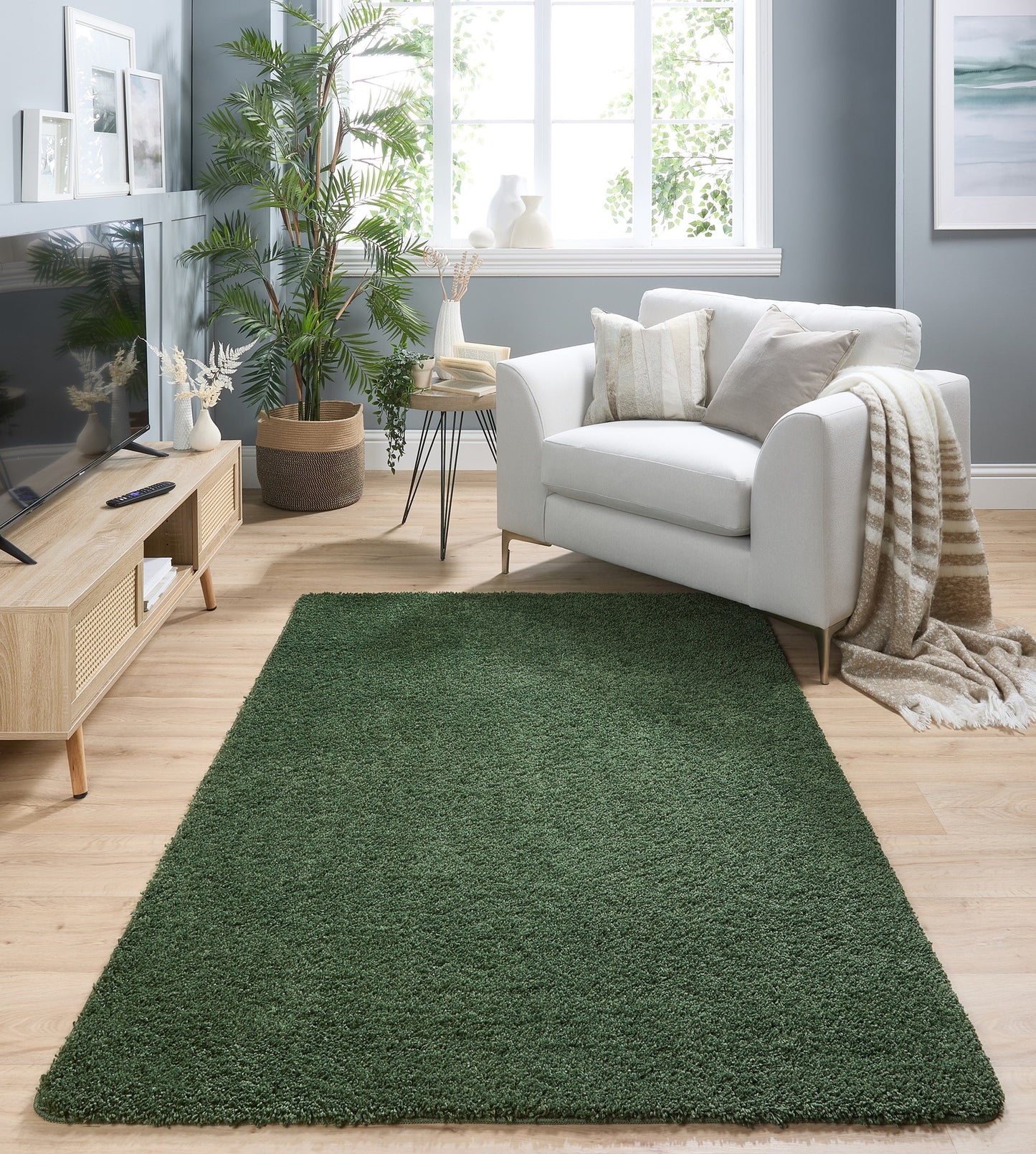 My Washable Shaggy Non-slip Rug in Forest Green