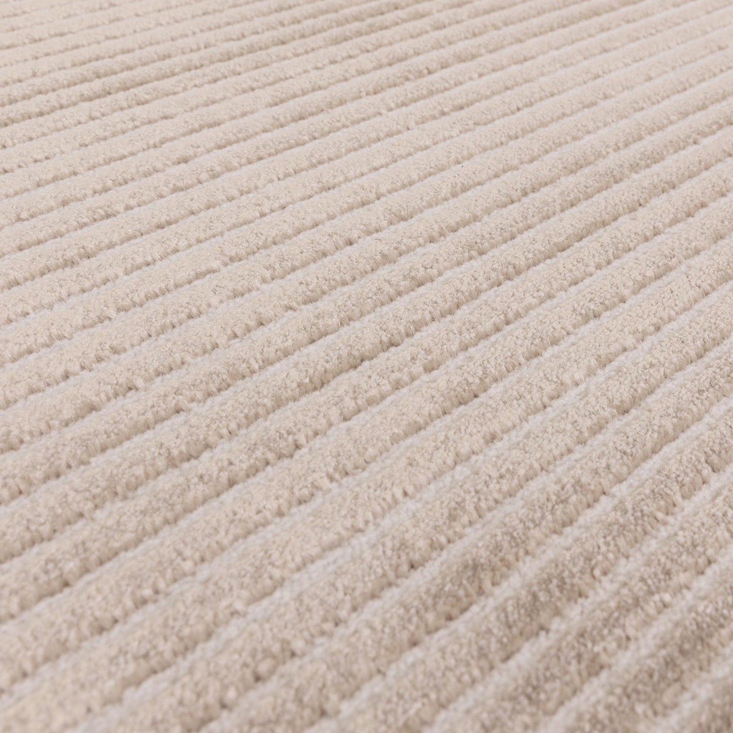 Kuza Plain Stripe Soft Silky Velvety Modern Rug in Beige