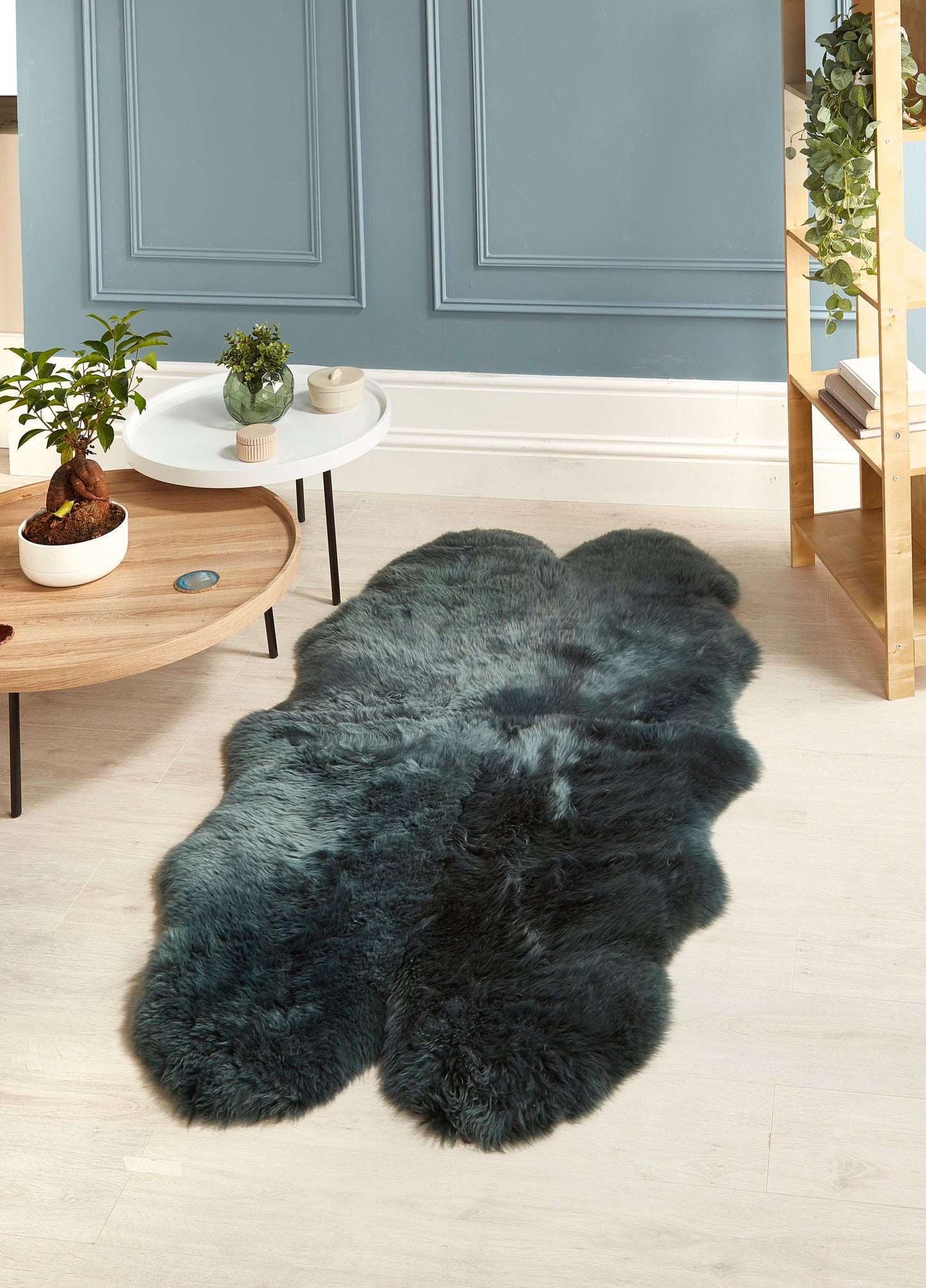 Genuine Sheepskin Animal Fur Soft Wool Shaggy Adobe Forest Green Rug