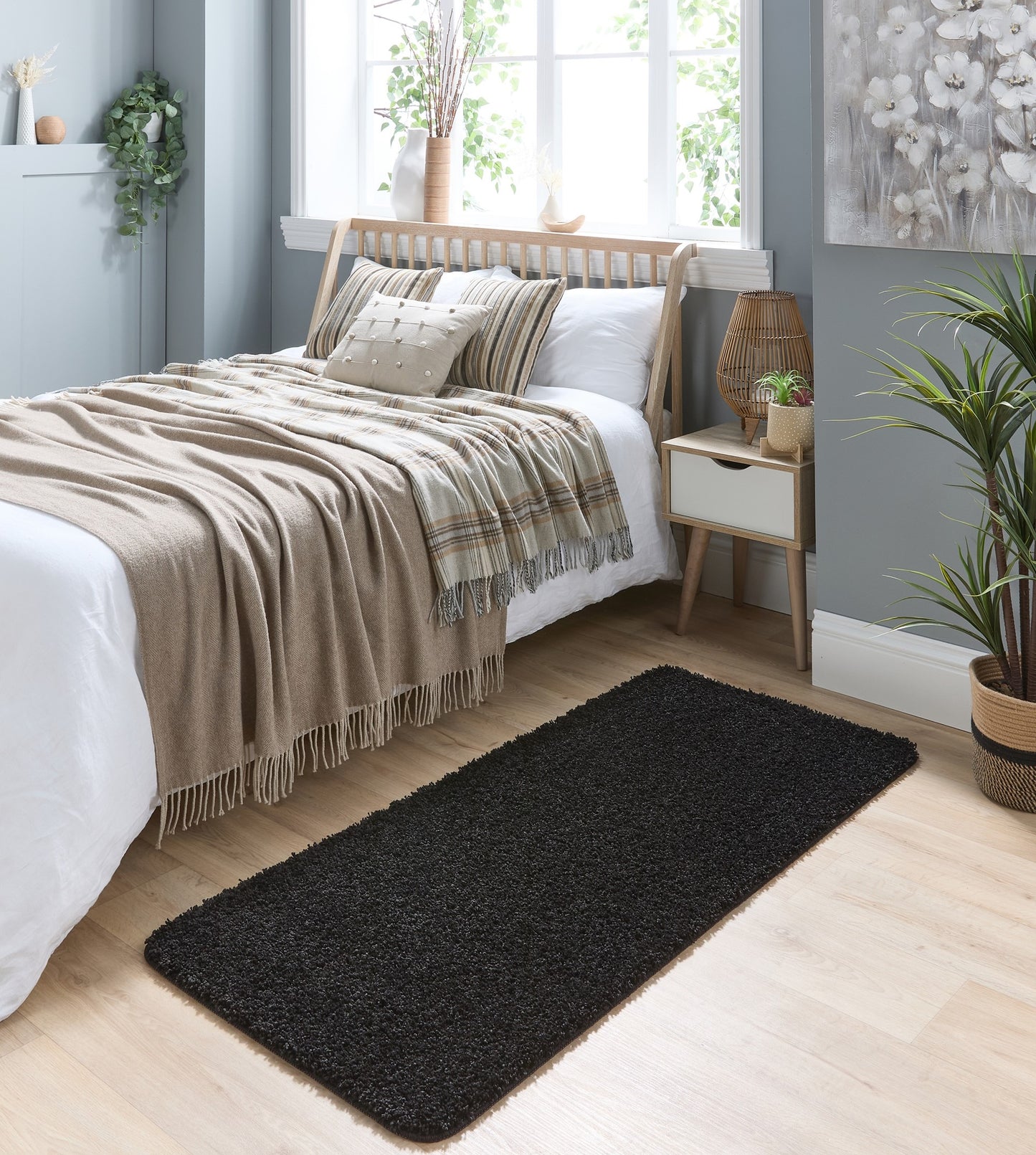 My Washable Shaggy Non-Slip Rug in Black