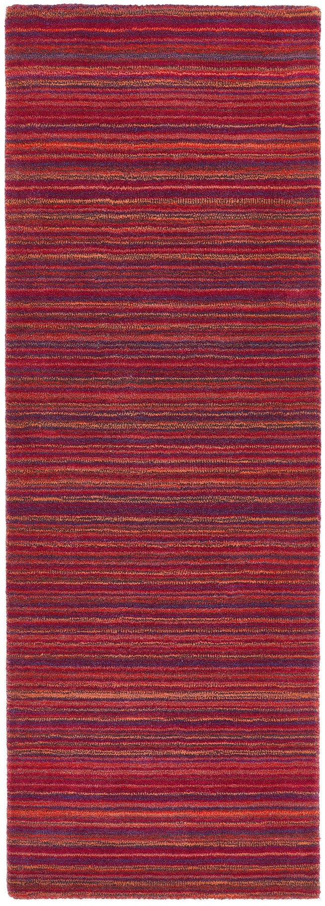Origins Fine Stripes Hand Loom Woven Wool Rug Halway in Purple Pink