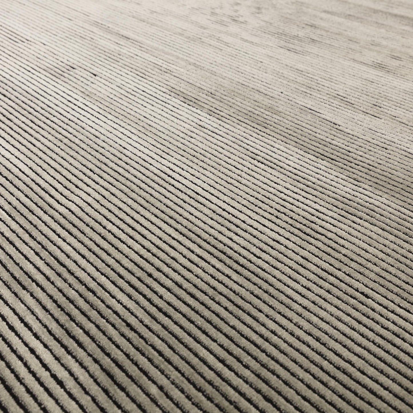 Kuza Plain Stripe Soft Silky Velvety Modern Rug in Khaki