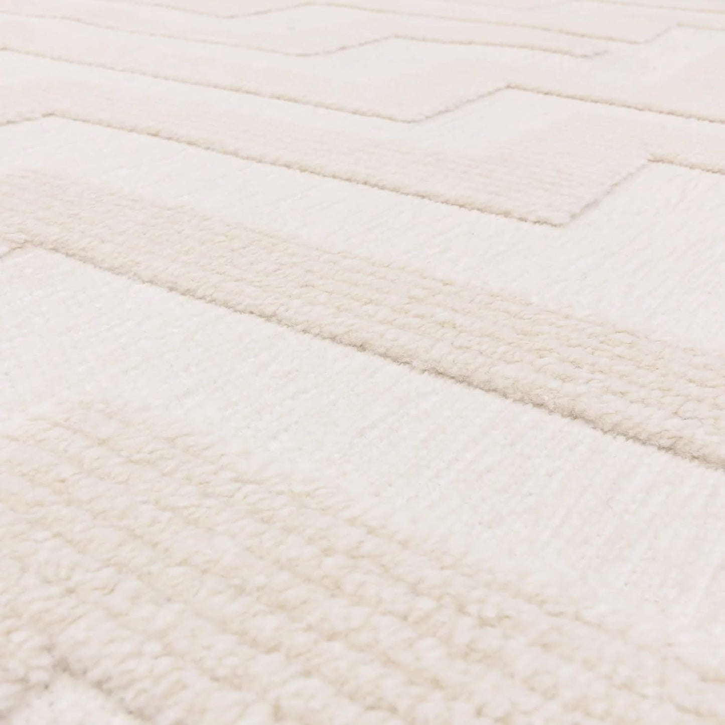 Cove Ivory Washable Rug – Soft Abstract Short Pile Carpet