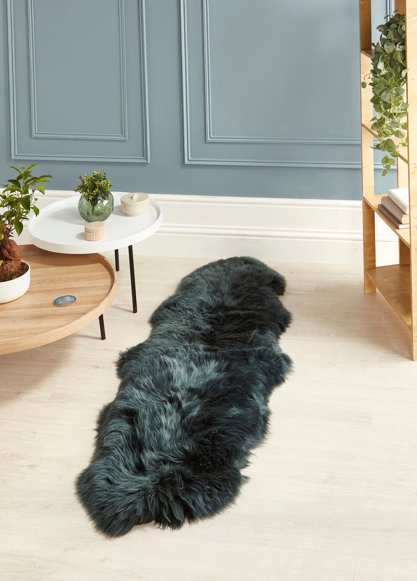 Genuine Sheepskin Animal Fur Soft Wool Shaggy Adobe Forest Green Rug