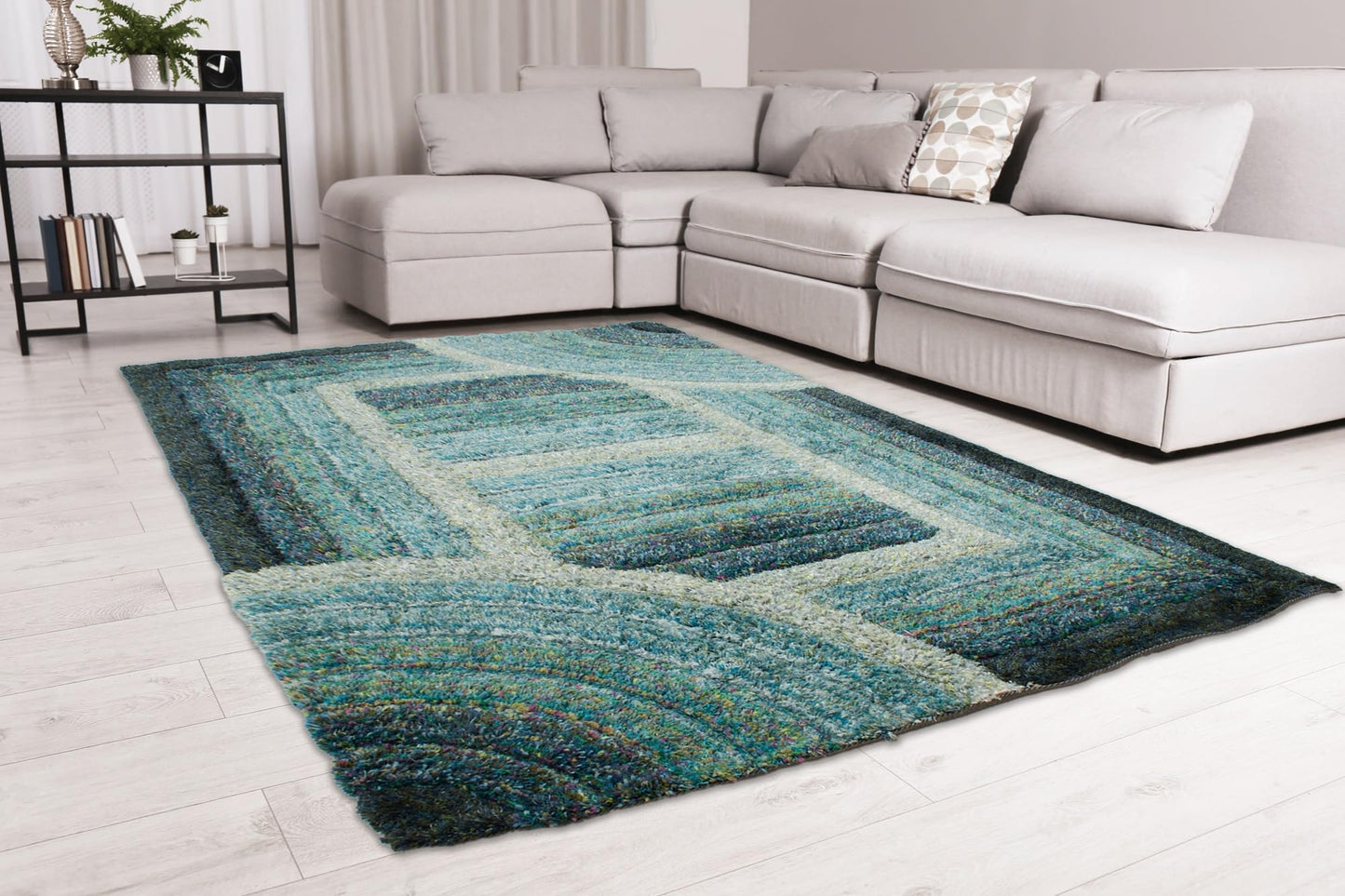 Shaggy Rug for Living Room Bedroom Dining Room Carpet Soft Plush Fluffy Silky Area Floor Trellis Pattern 3D Shaggy Rug in Large Size 160x230 cm (5'3"x7'7")