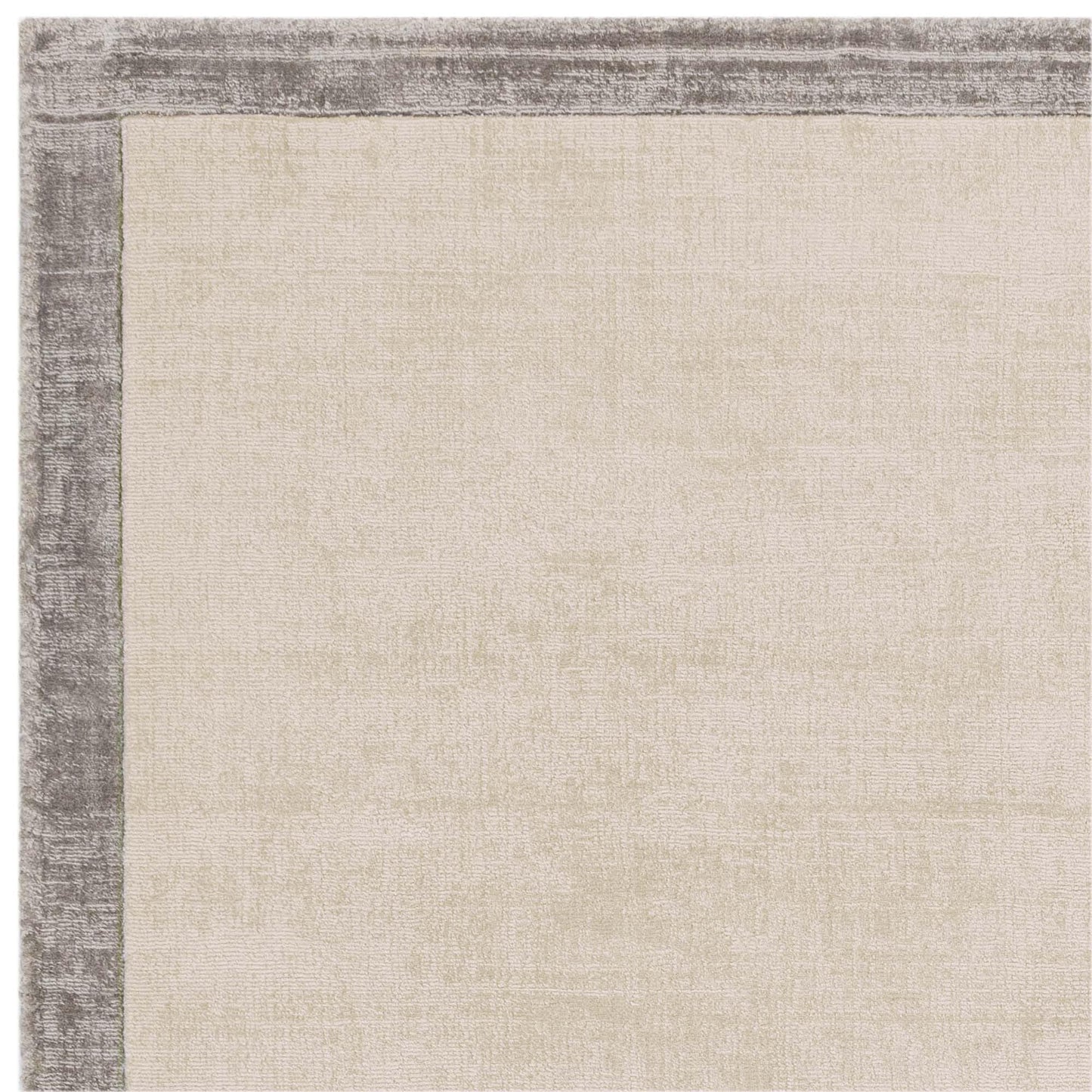 Blade Border Plain Viscose Rug - Handwoven Distressed High-Sheen Silky Soft Luxury