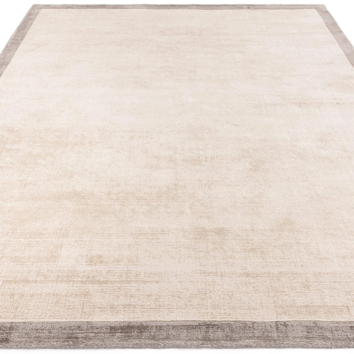 Blade Border Plain Viscose Rug - Handwoven Distressed High-Sheen Silky Soft Luxury