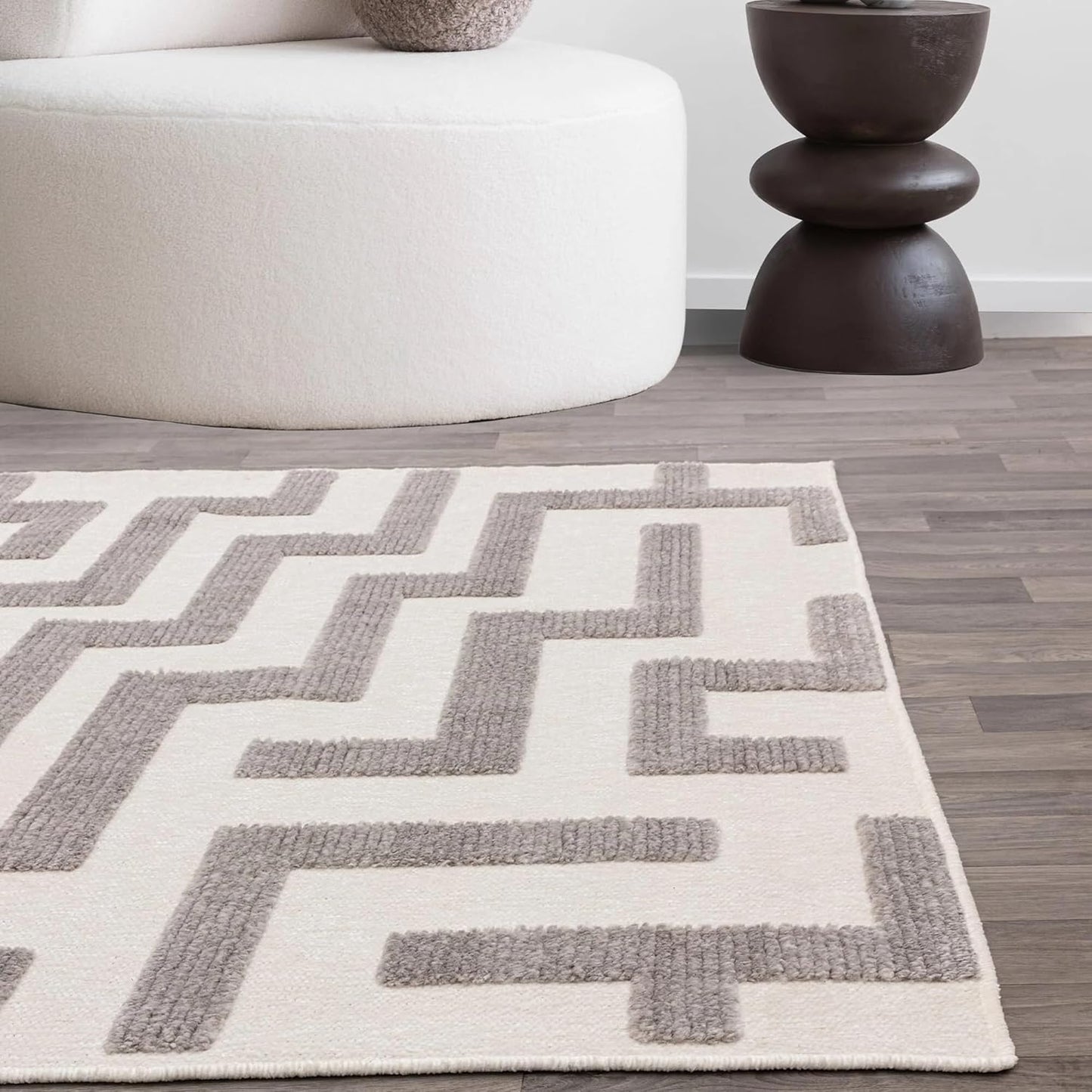 Cove Grey Washable Rug – Soft Abstract Short Pile Carpet