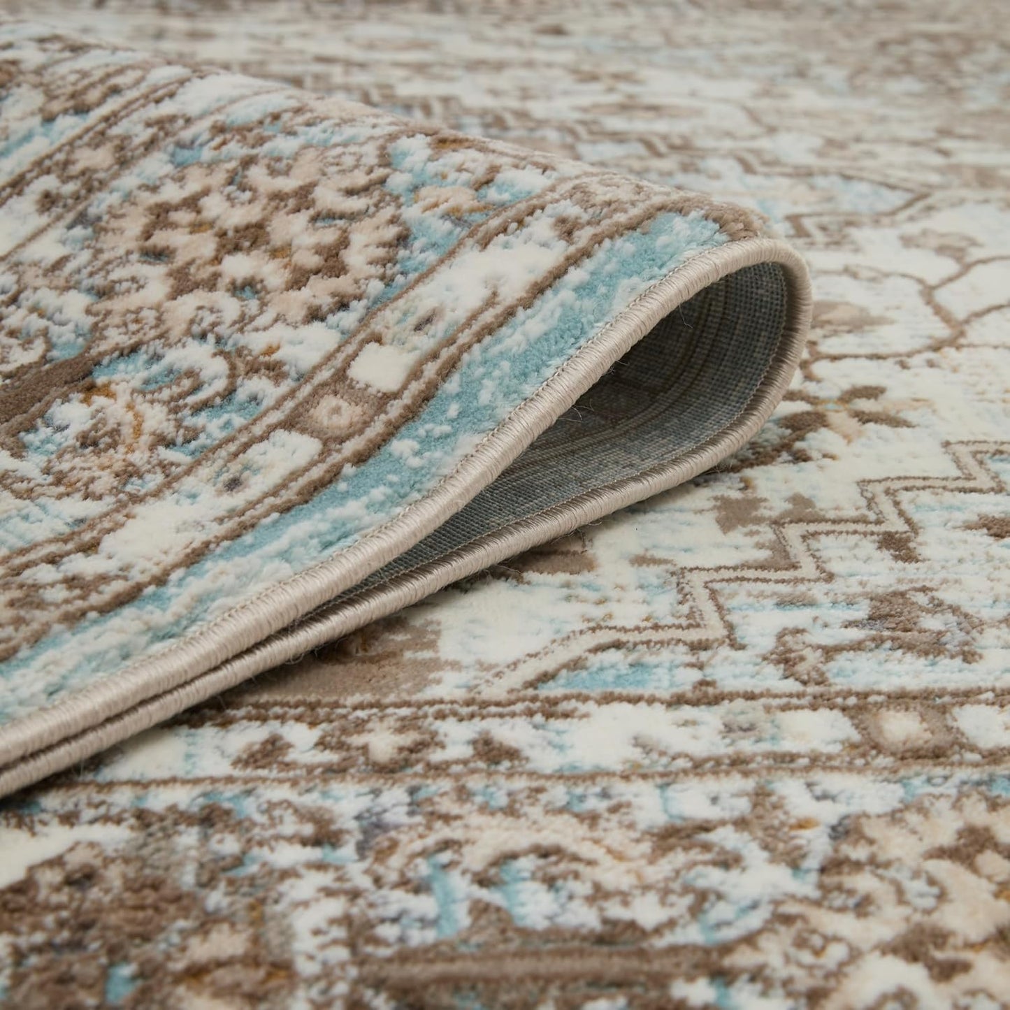 Medallion Blue Anthracite 552AG – Traditional Vintage Rug for Living Room, Bedroom or Dining Area