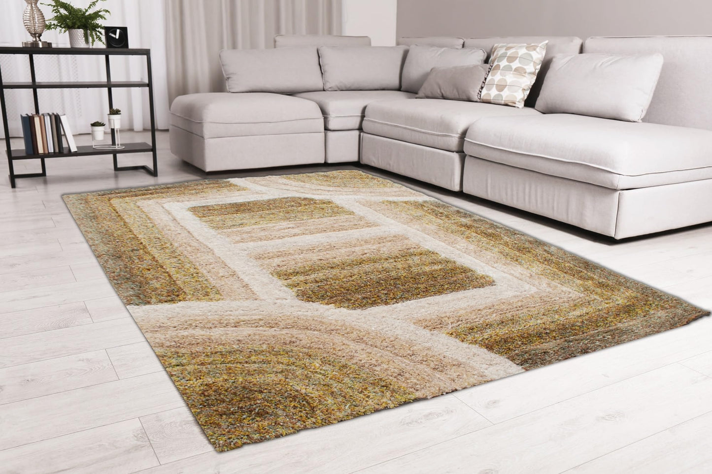 Shaggy Rug for Living Room Bedroom Dining Room Carpet Soft Plush Fluffy Silky Area Floor Trellis Pattern 3D Shaggy Rug in Large Size 160x230 cm (5'3"x7'7")