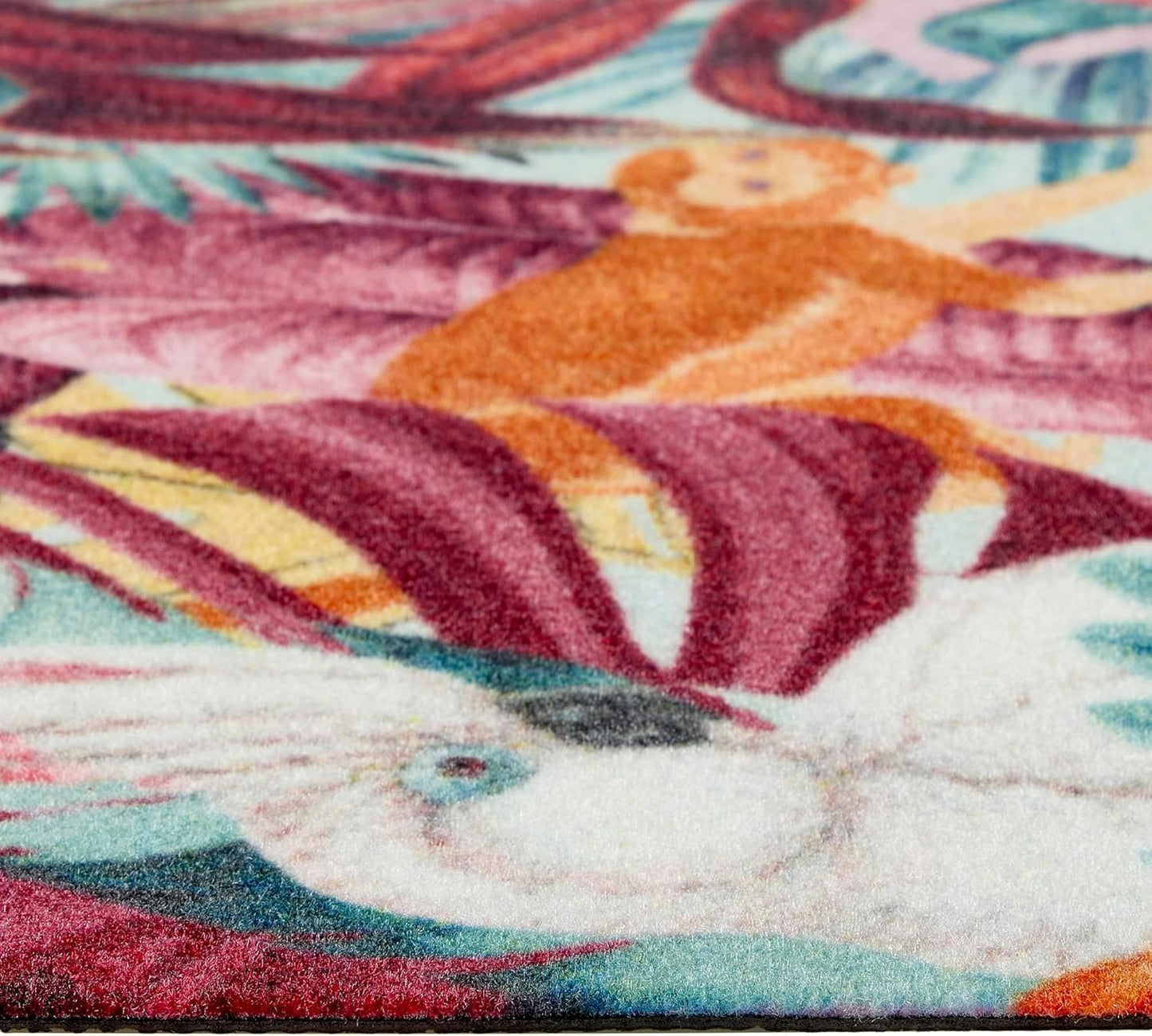 Washable Studio Tropical Rug Non-Slip Mat for Kitchen Hallway Entrance – Multi-Coloured Exotic Palms Rug – 65x150 cm (2’2” x 5’)