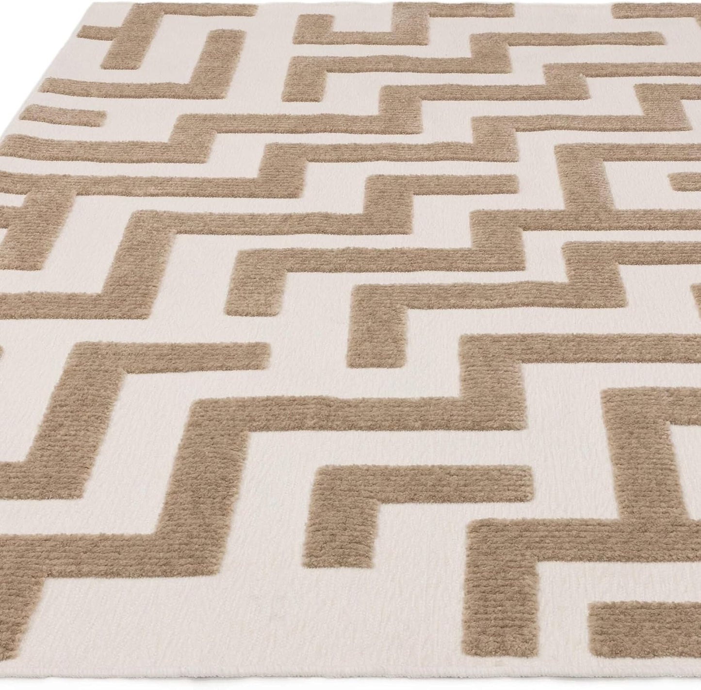 Cove Sand Washable Rug – Soft Abstract Short Pile Carpet