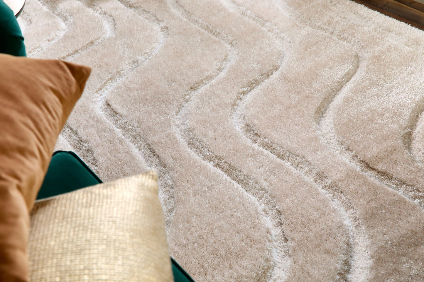 Modern Waves Carved Shaggy Rug for Luxury Homes Living Room Bedroom Carpet Fluffy Silky Super Soft Plush Plain Rug