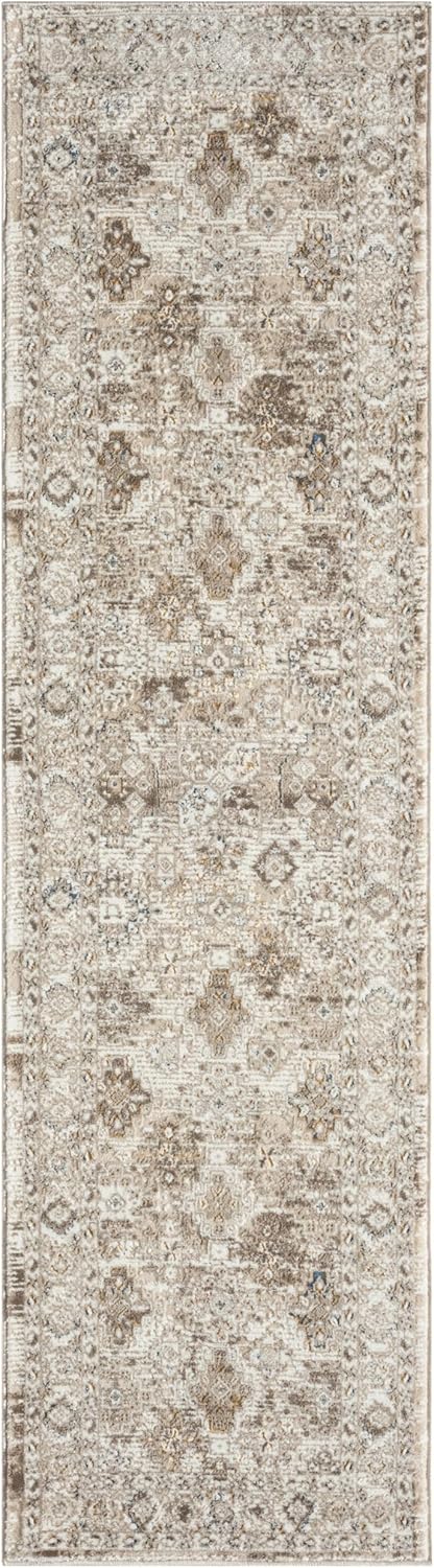 Bordered Cream Beige 550AC Runner – Traditional Vintage Non-Slip Hallway Carpet (66 x 230 cm & 80 x 300 cm)