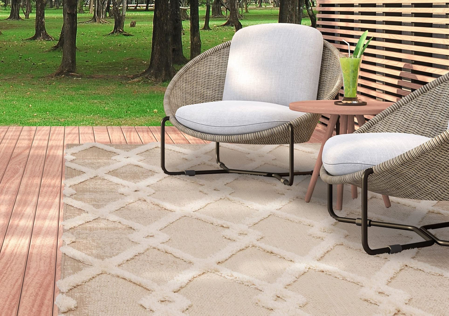 Monty Indoor Outdoor Rug for Living Room, Garden, Patio, Picnic Mat, Camping, Trellis, Balcony Quality Weather Resistant Rug