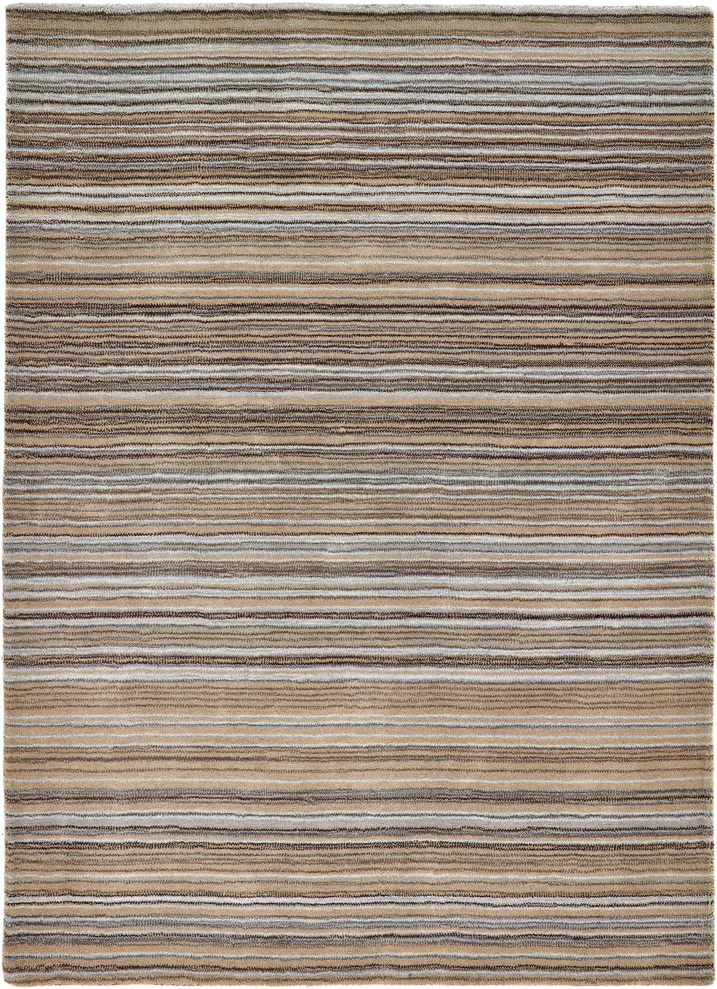 Origins Fine Stripes Hand Loom Woven Wool Rug Halway in Beige