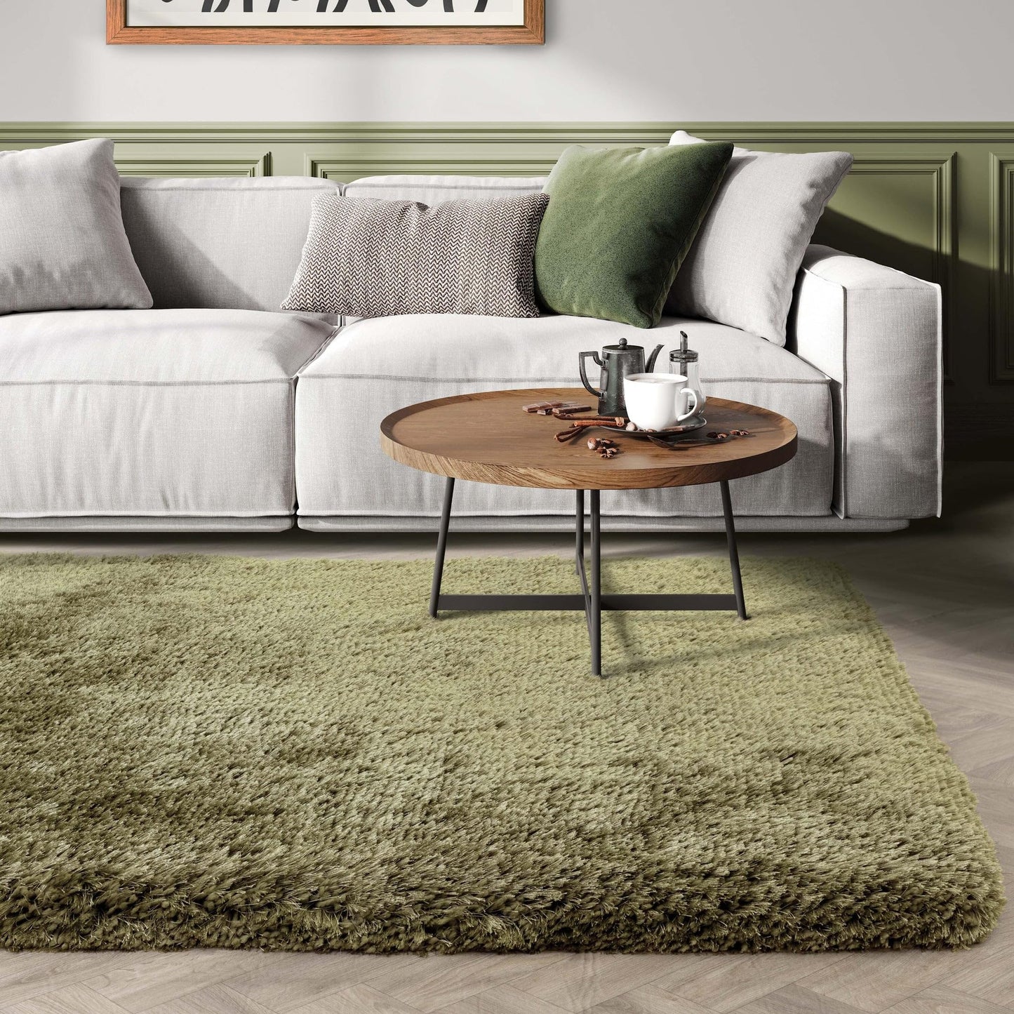 Plush Shaggy Rug for Living Room Bedroom High Pile Thick Fluffy Hand Made Anti-Shed Silky Shimmer Shiny Plain Deep Pile Rug
