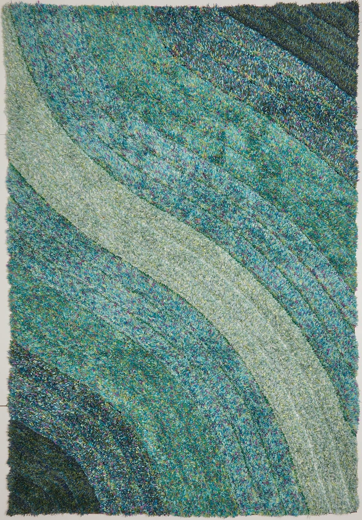 Shaggy Rug for Living Room Bedroom Dining Room Carpet Soft Plush Fluffy Silky Area Floor Lena Wave Pattern 3D Shaggy Rug in Large Size 160x230 cm (5'3"x7'7")