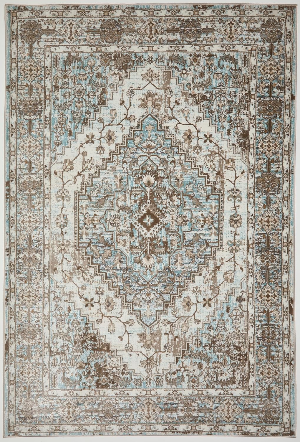 Medallion Blue Anthracite 552AG – Traditional Vintage Rug for Living Room, Bedroom or Dining Area