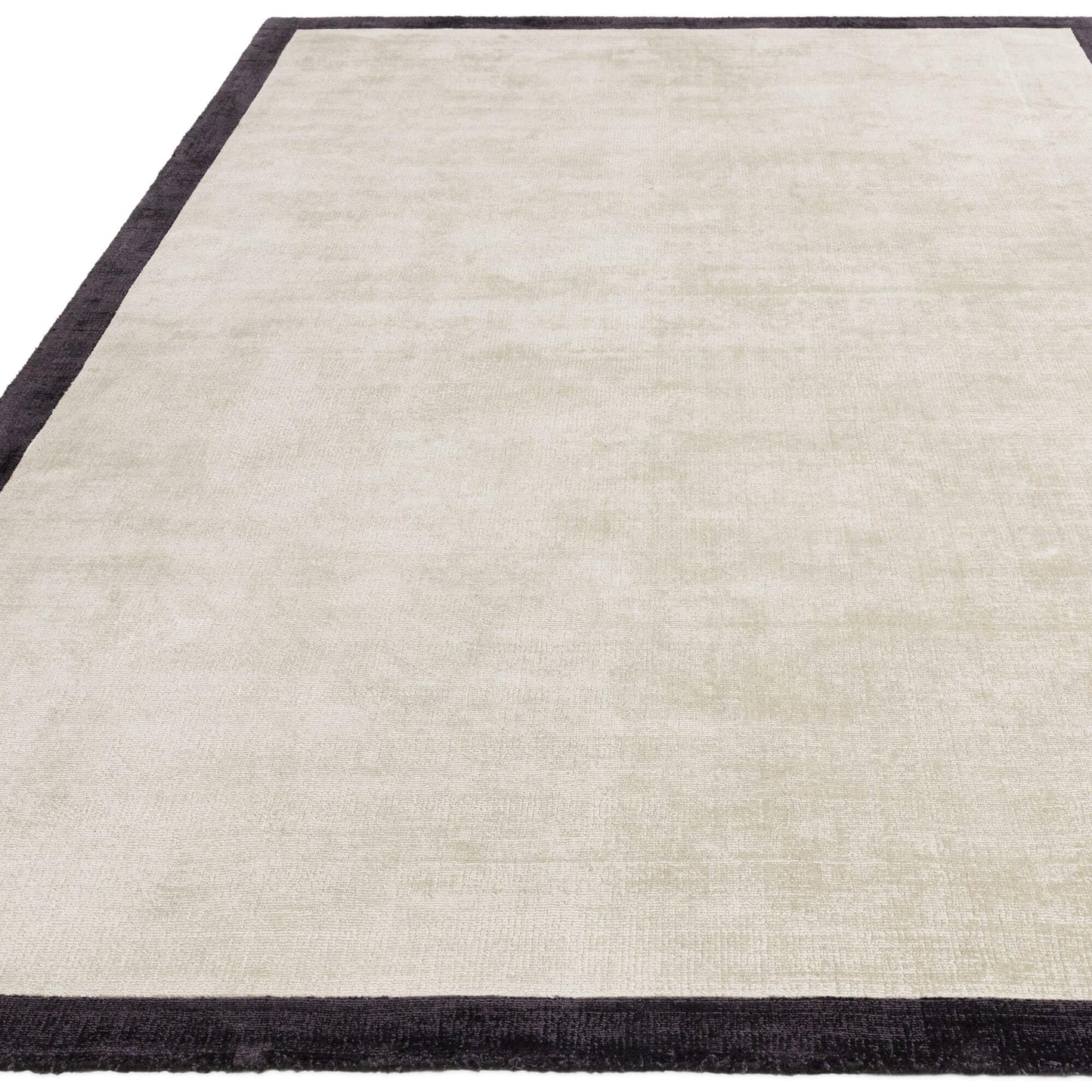 Blade Border Plain Viscose Rug - Handwoven Distressed High-Sheen Silky Soft Luxury
