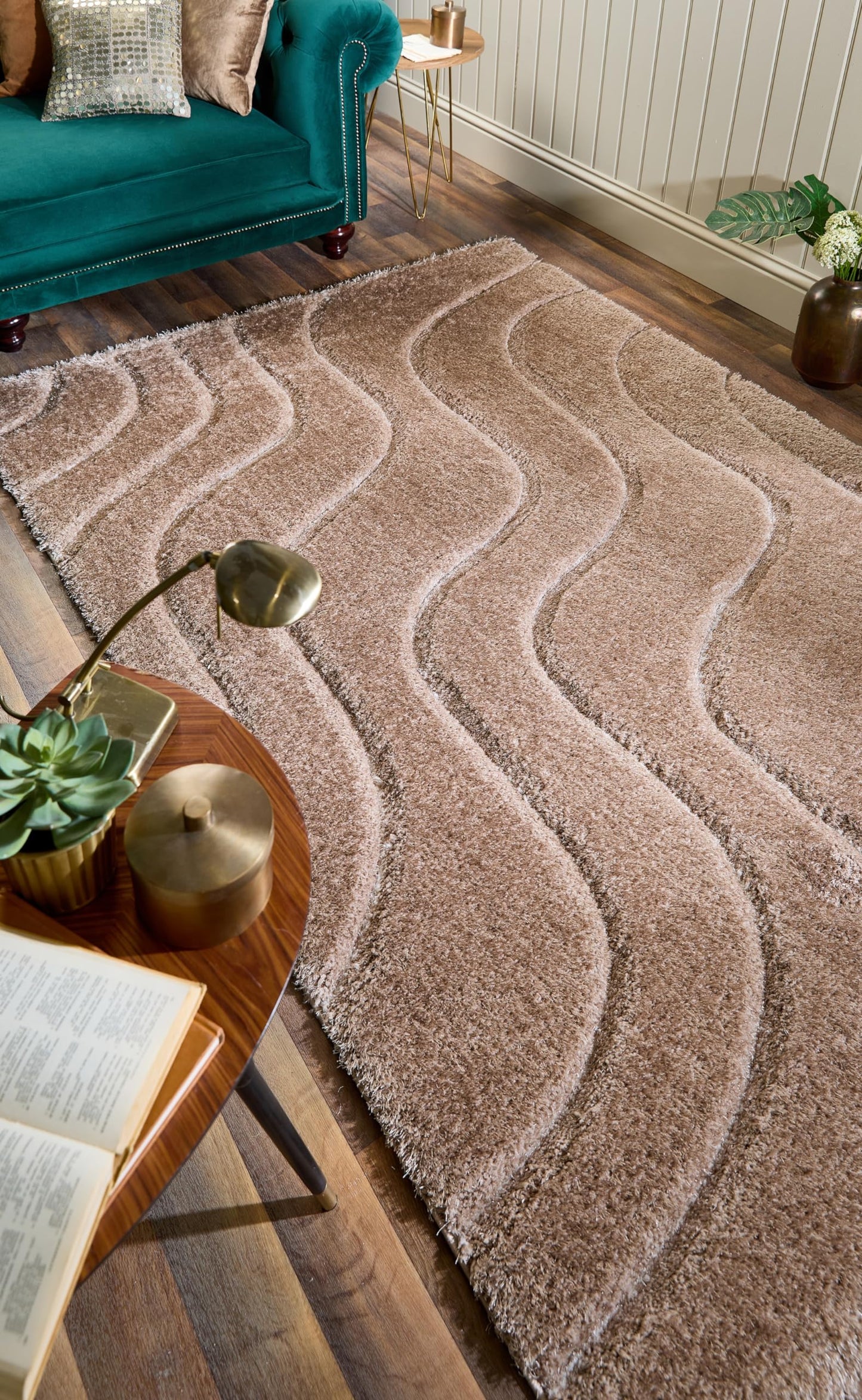 Modern Waves Carved Shaggy Rug for Luxury Homes Living Room Bedroom Carpet Fluffy Silky Super Soft Plush Plain Rug