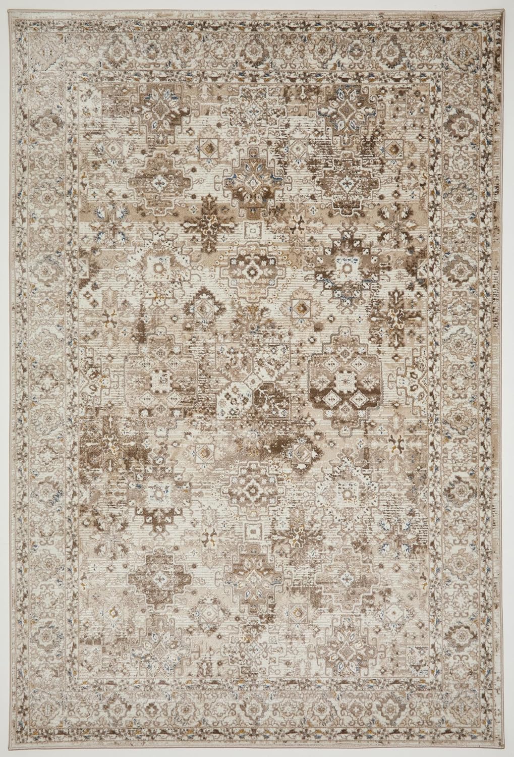 Bordered Cream Beige 550AC Runner – Traditional Vintage Non-Slip Hallway Carpet (66 x 230 cm & 80 x 300 cm)