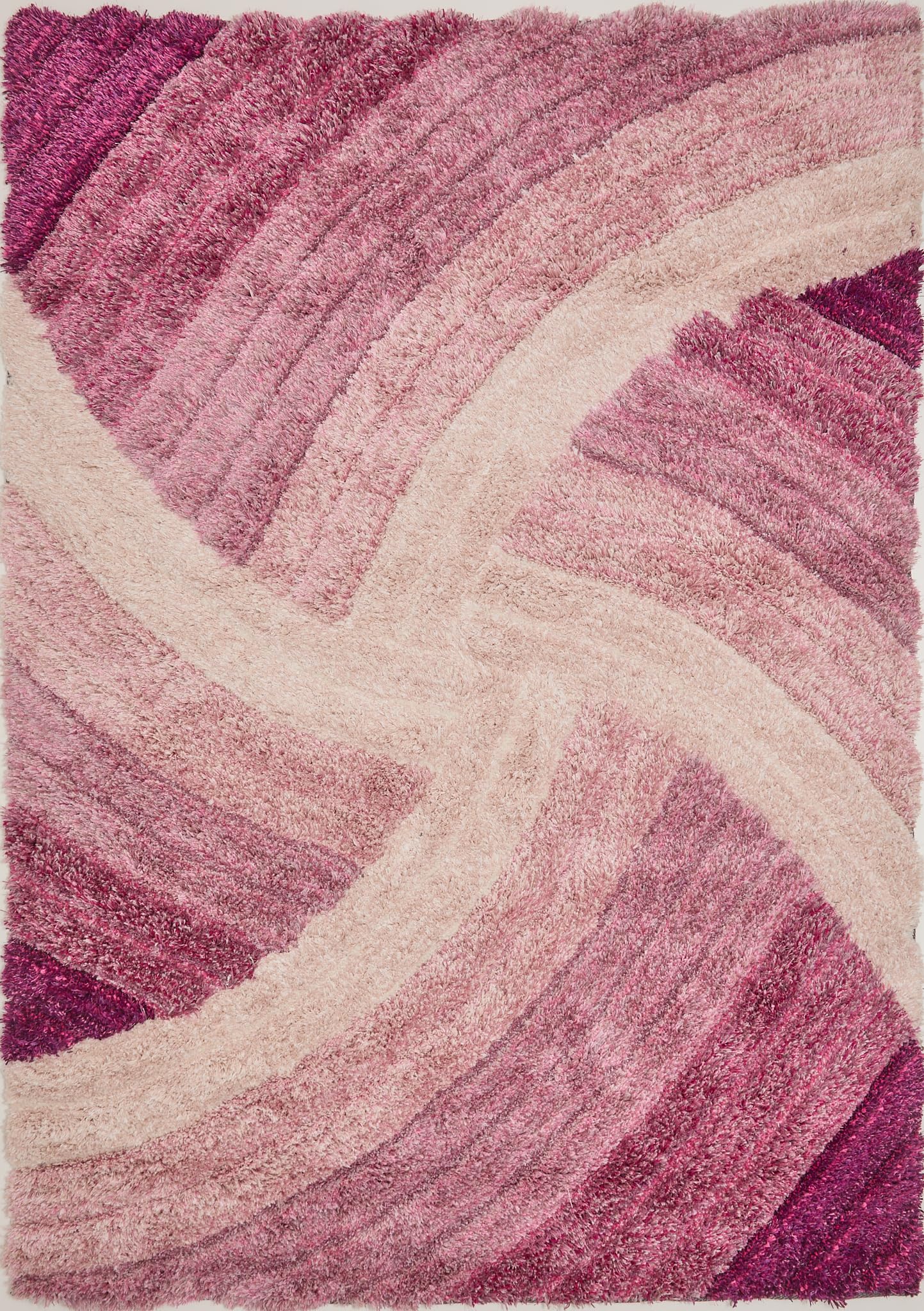 Shaggy Rug for Living Room Bedroom Dining Room Carpet Soft Plush Fluffy Silky Area Floor Stella Swirl Pattern 3D Shaggy Rug in Large Size 160x230 cm (5'3"x7'7")