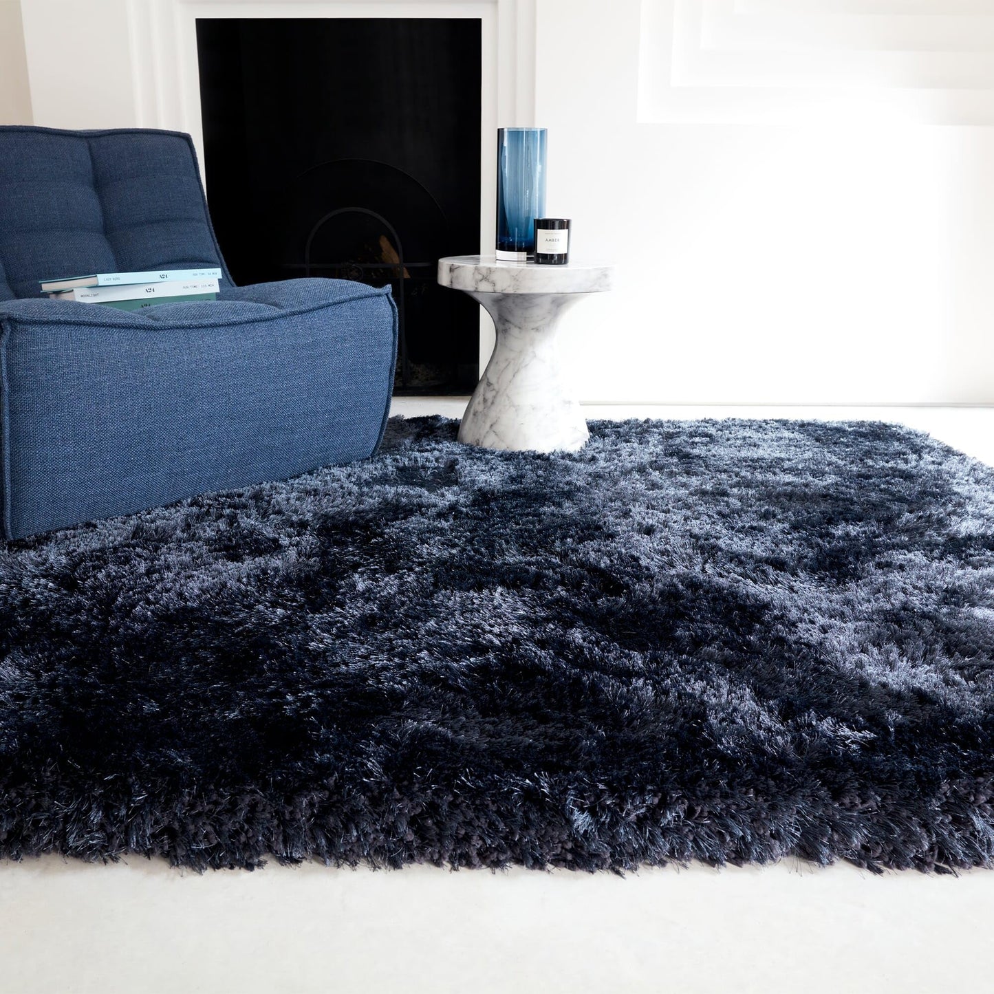 Plush Shaggy Rug for Living Room Bedroom High Pile Thick Fluffy Hand Made Anti-Shed Silky Shimmer Shiny Plain Deep Pile Rug