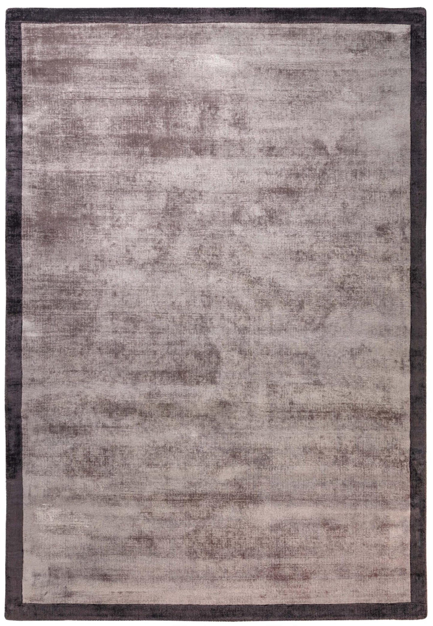 Blade Border Plain Viscose Rug - Handwoven Distressed High-Sheen Silky Soft Luxury