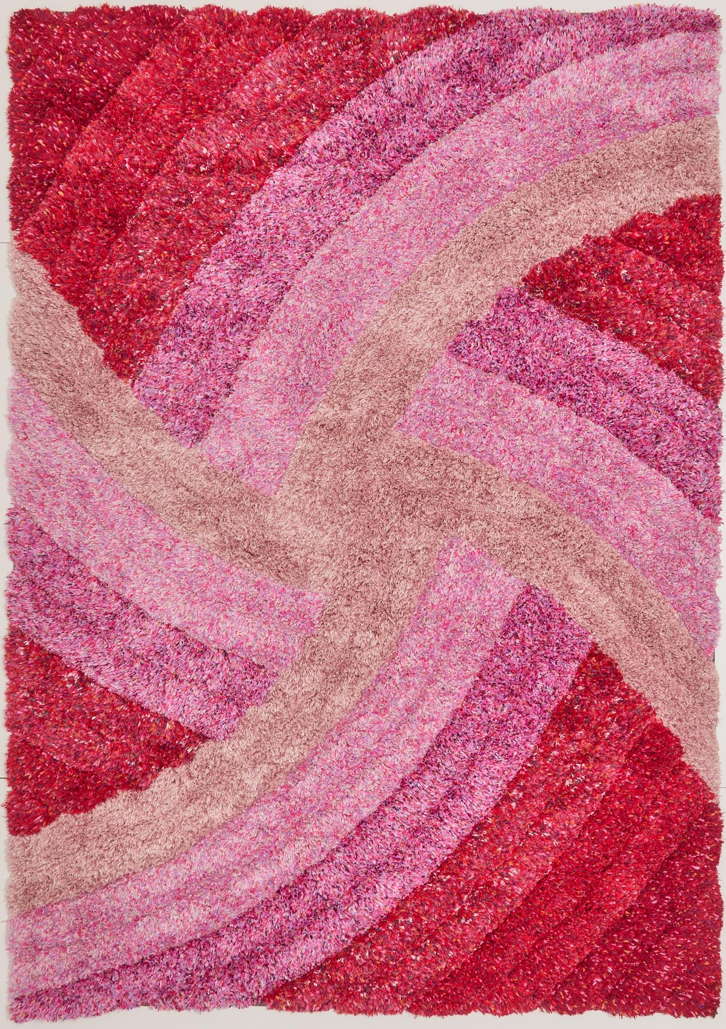 Shaggy Rug for Living Room Bedroom Dining Room Carpet Soft Plush Fluffy Silky Area Floor Stella Swirl Pattern 3D Shaggy Rug in Large Size 160x230 cm (5'3"x7'7")