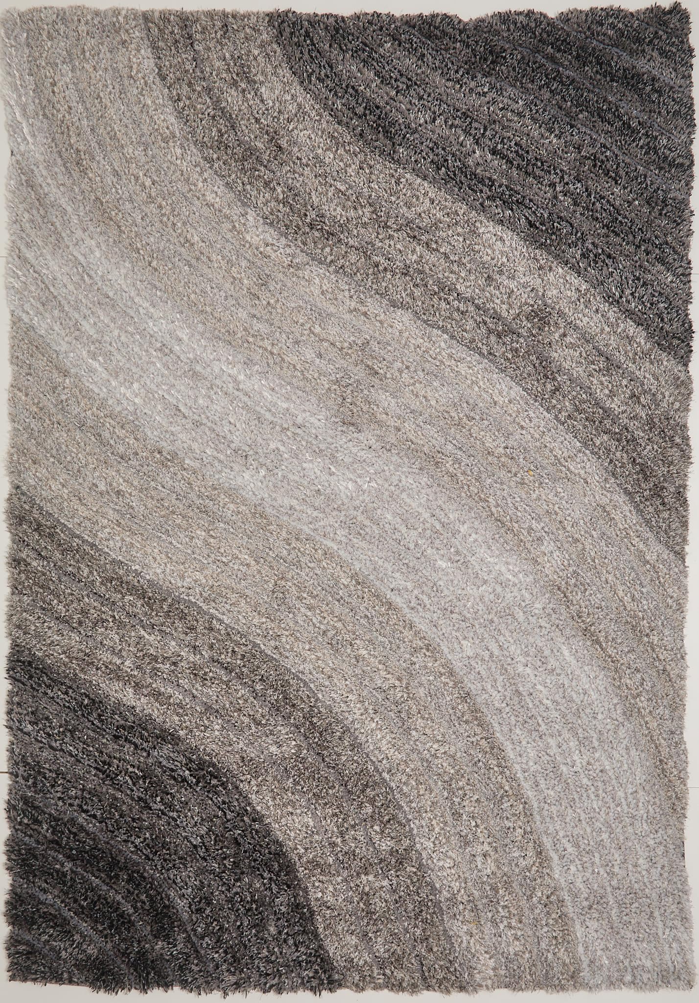 Shaggy Rug for Living Room Bedroom Dining Room Carpet Soft Plush Fluffy Silky Area Floor Lena Wave Pattern 3D Shaggy Rug in Large Size 160x230 cm (5'3"x7'7")