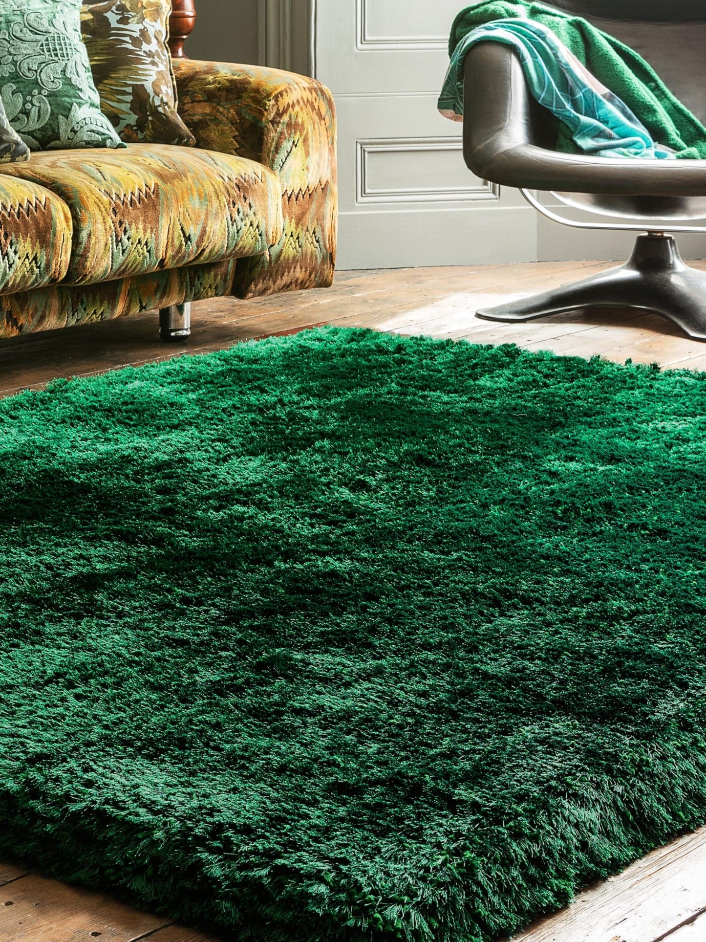 Plush Shaggy Rug for Living Room Bedroom High Pile Thick Fluffy Hand Made Anti-Shed Silky Shimmer Shiny Plain Deep Pile Rug