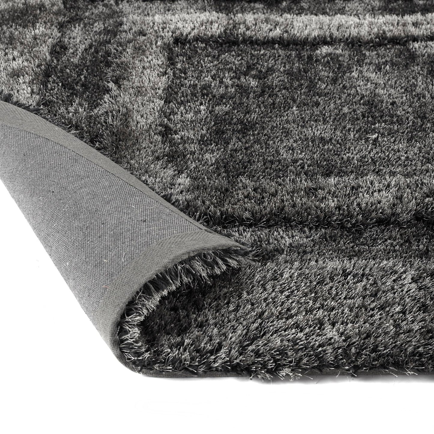 Frame Carved Border Shaggy Rug - Fluffy High-Pile Soft Carpet for Living Room & Bedroom