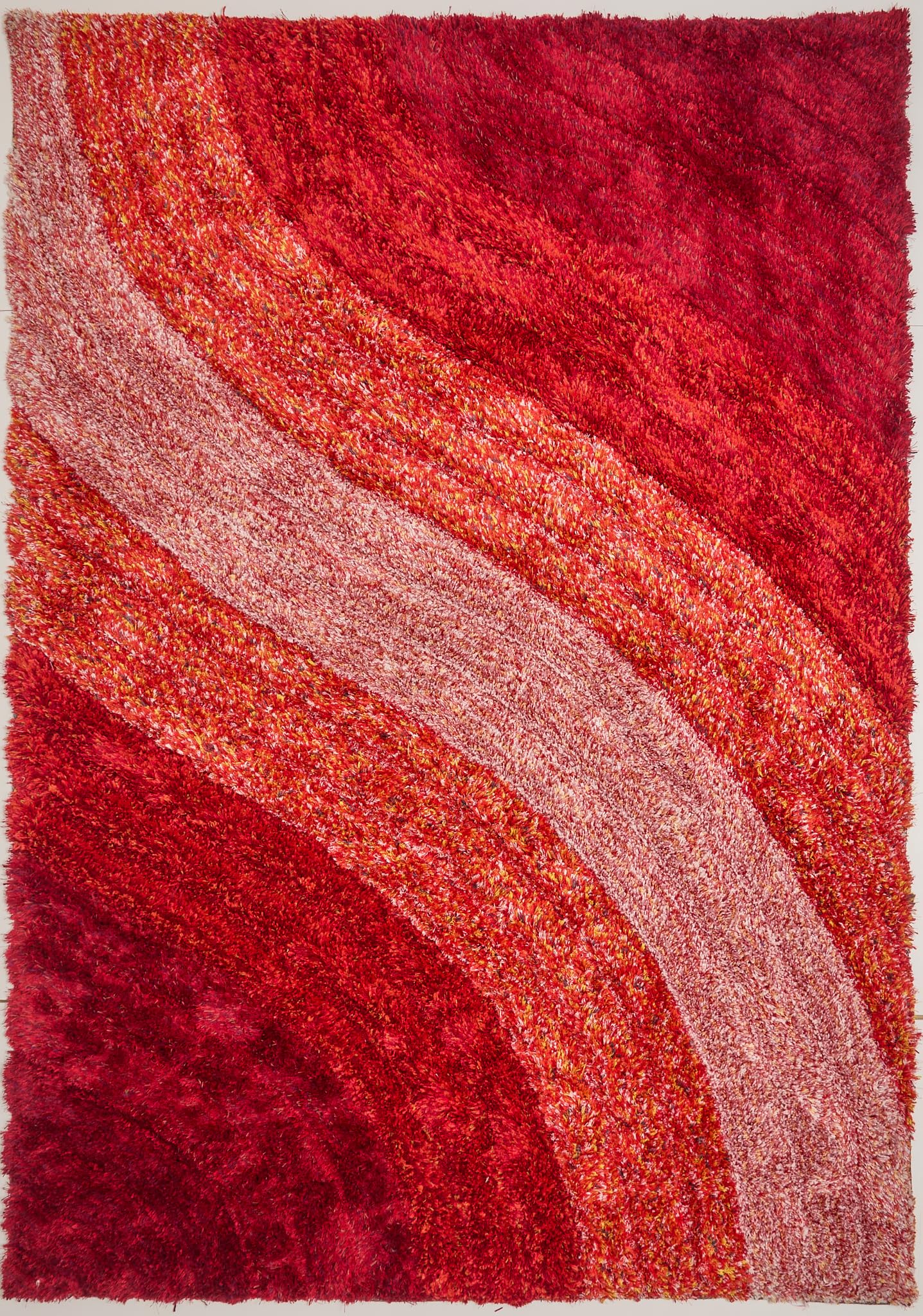 Shaggy Rug for Living Room Bedroom Dining Room Carpet Soft Plush Fluffy Silky Area Floor Lena Wave Pattern 3D Shaggy Rug in Large Size 160x230 cm (5'3"x7'7")