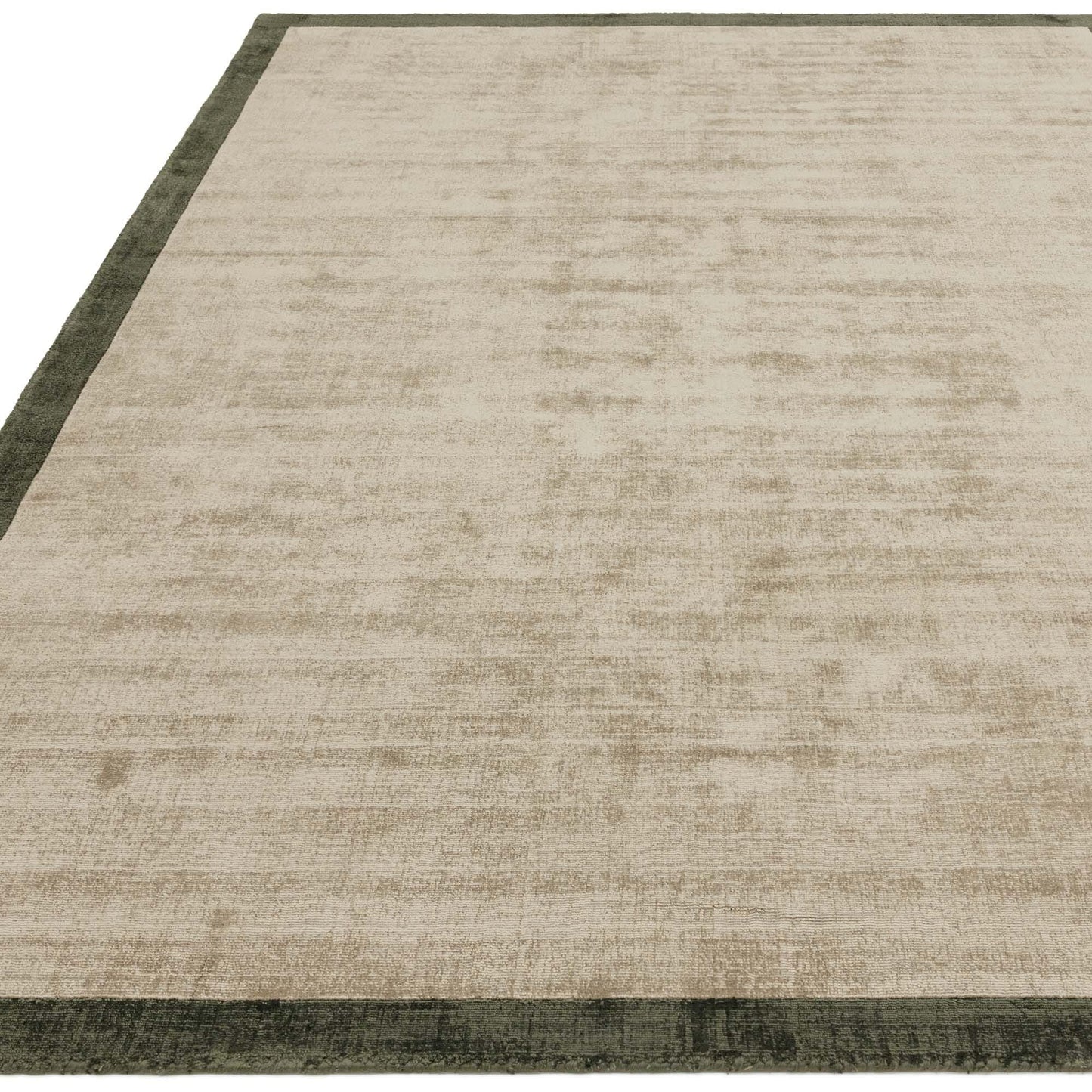 Blade Border Plain Viscose Rug - Handwoven Distressed High-Sheen Silky Soft Luxury