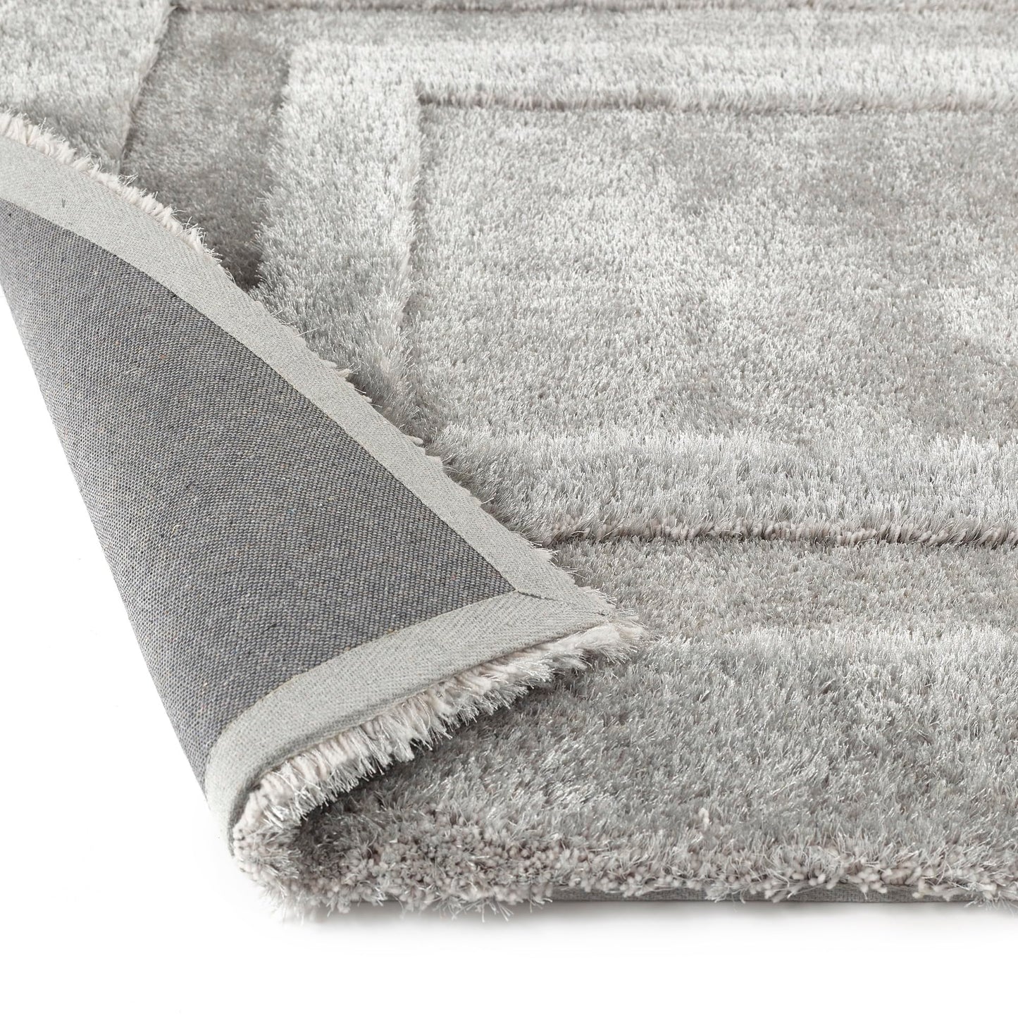 Frame Carved Border Shaggy Rug - Fluffy High-Pile Soft Carpet for Living Room & Bedroom