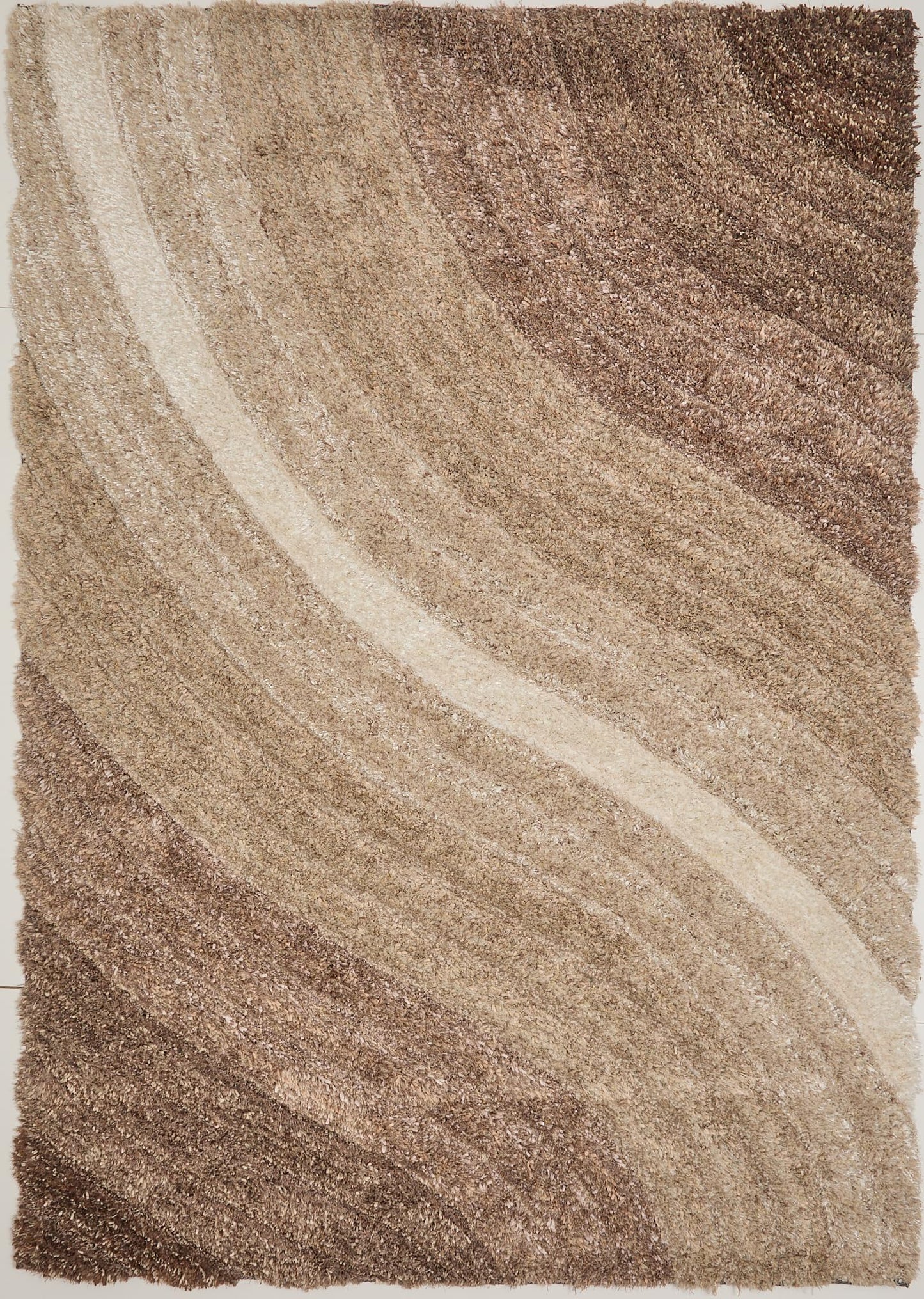 Shaggy Rug for Living Room Bedroom Dining Room Carpet Soft Plush Fluffy Silky Area Floor Lena Wave Pattern 3D Shaggy Rug in Large Size 160x230 cm (5'3"x7'7")