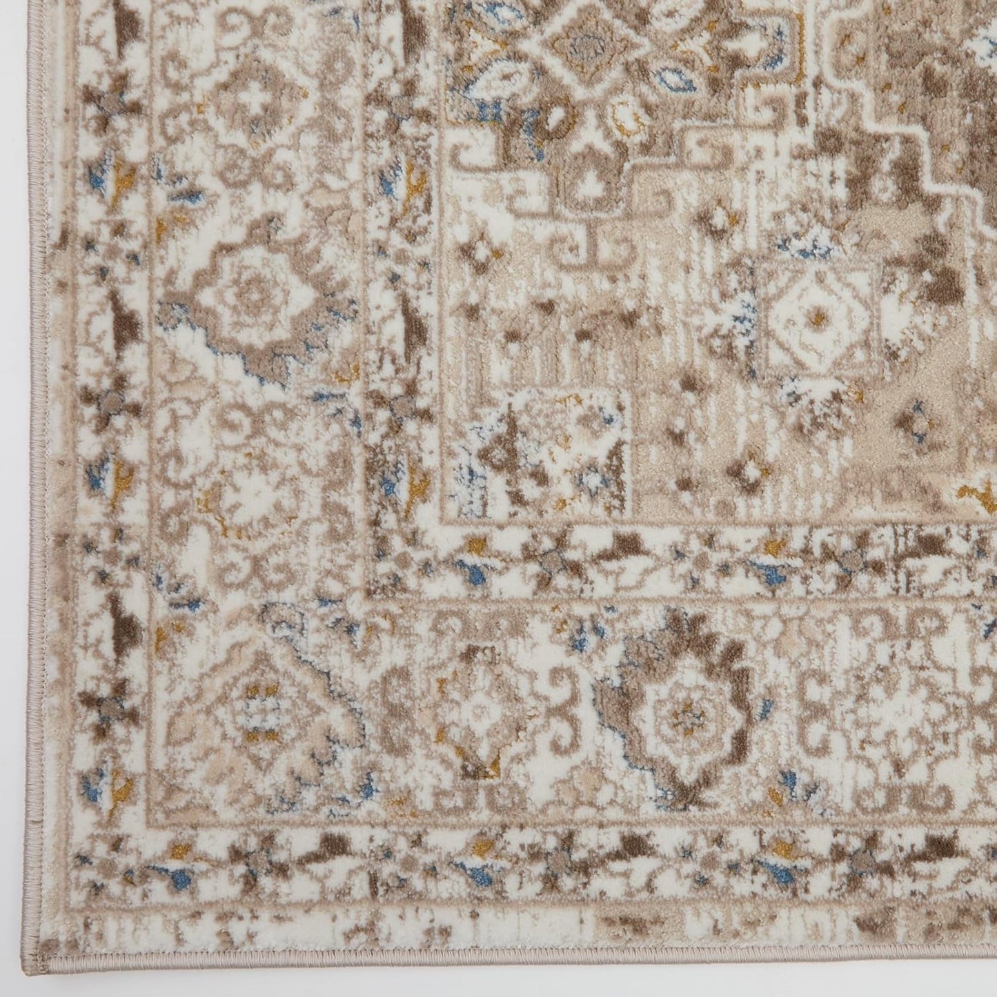 Bordered Cream Beige 550AC Runner – Traditional Vintage Non-Slip Hallway Carpet (66 x 230 cm & 80 x 300 cm)