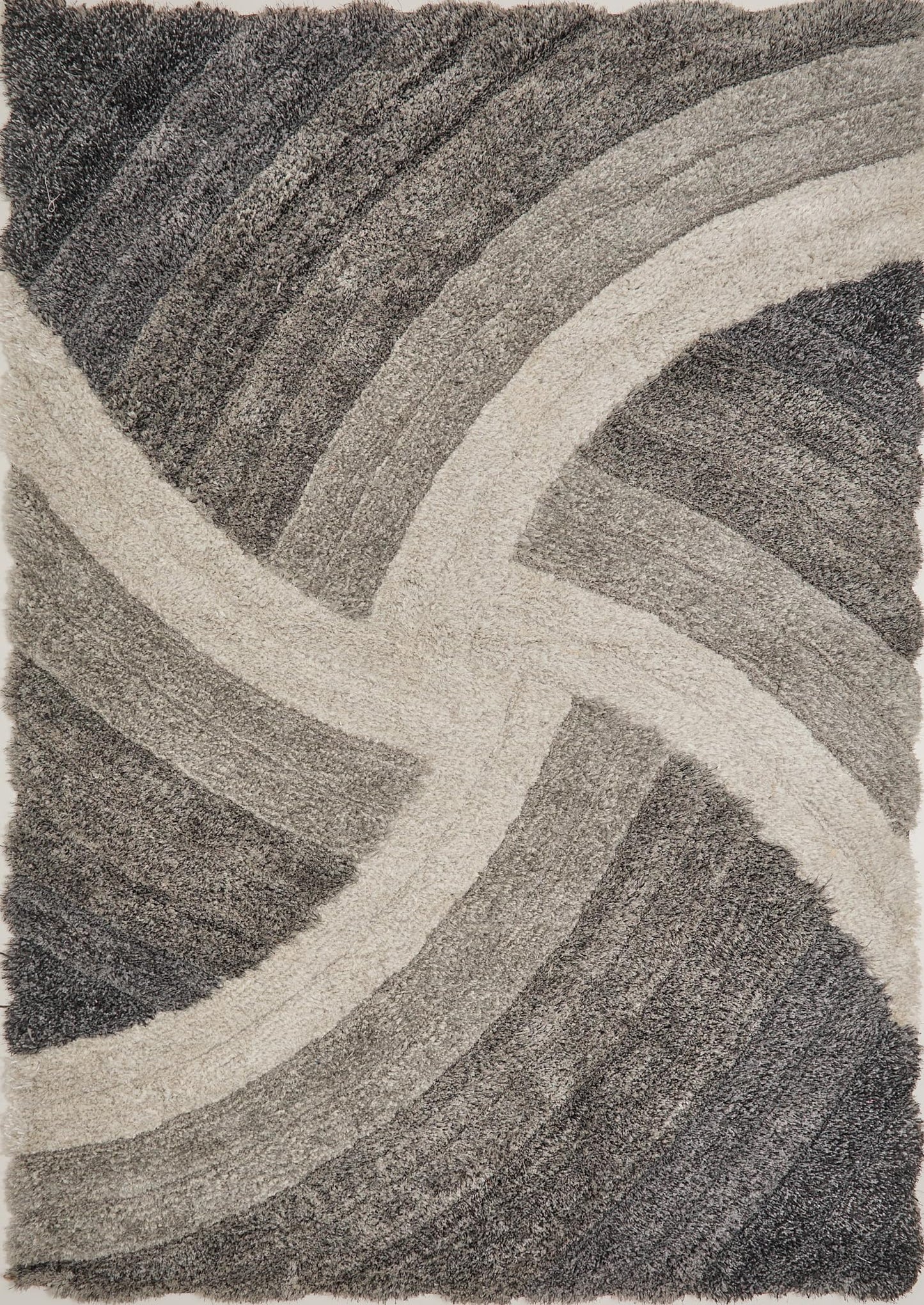 Shaggy Rug for Living Room Bedroom Dining Room Carpet Soft Plush Fluffy Silky Area Floor Stella Swirl Pattern 3D Shaggy Rug in Large Size 160x230 cm (5'3"x7'7")